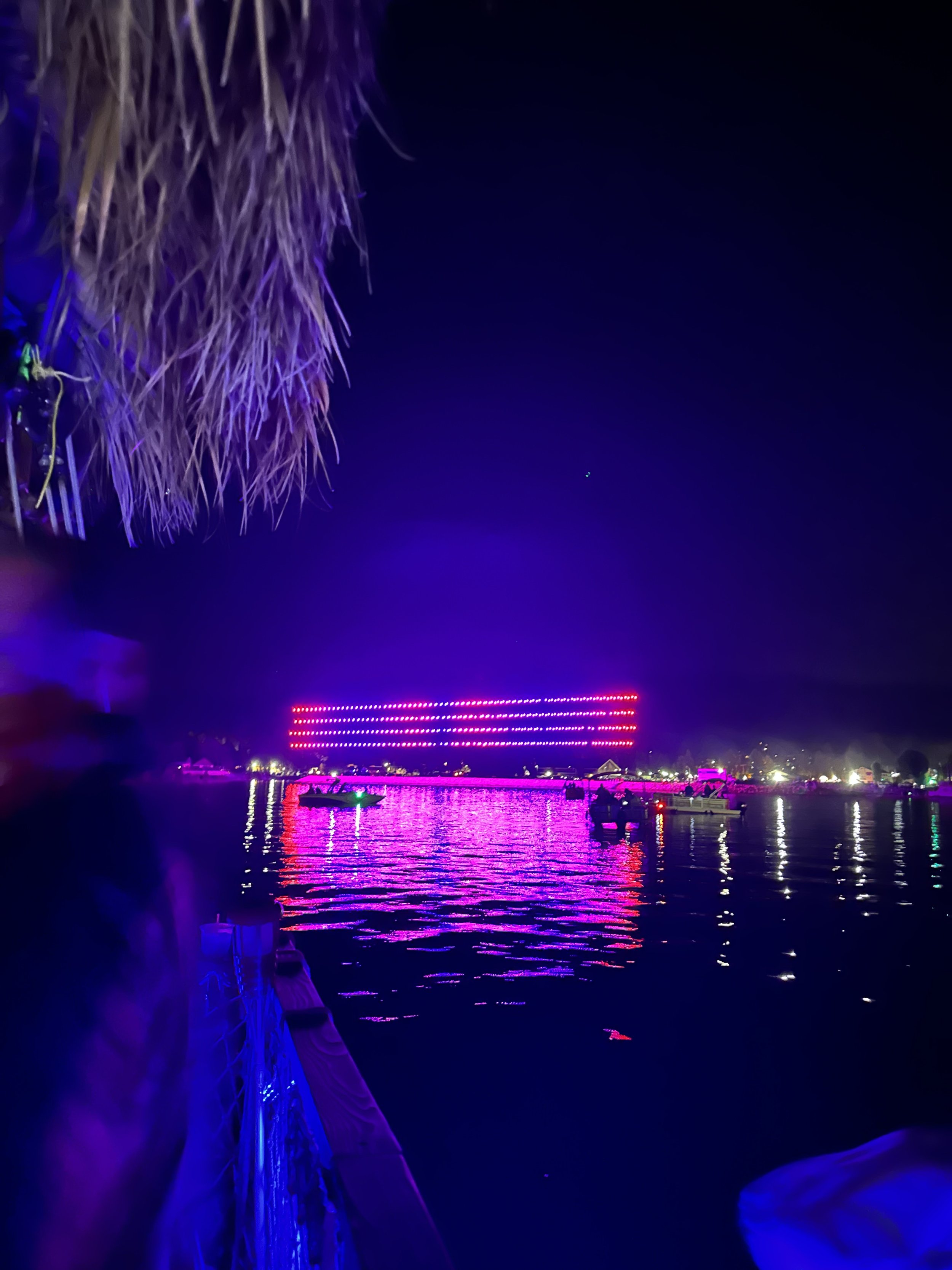 Gearing up for the Labor Day Drone Show on the Big Bear Tiki Boat