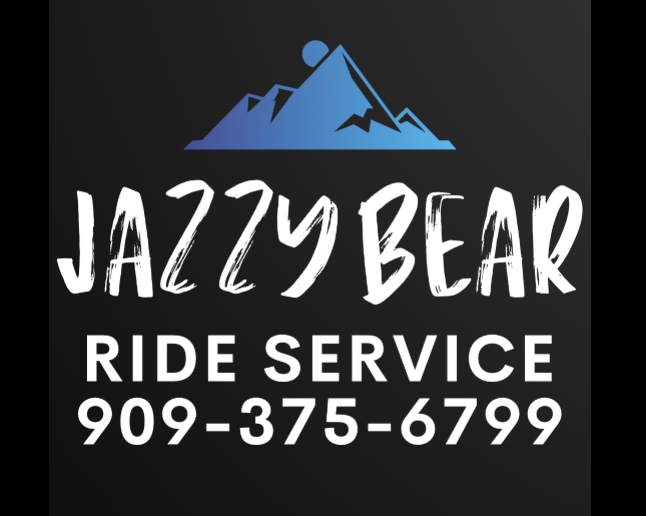 Jazzy Bear Ride Service blue mountain logo with black background