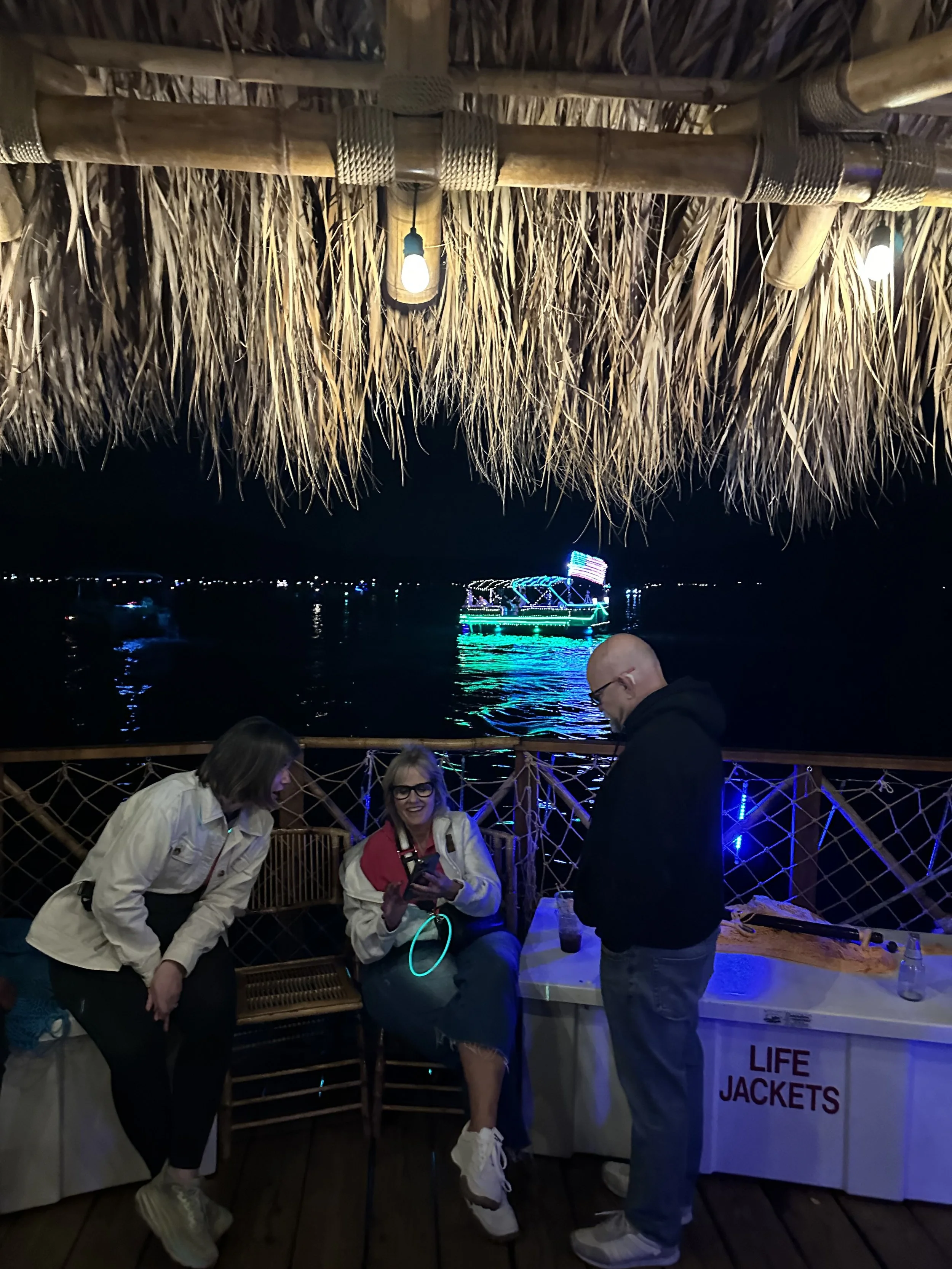 Enjoying the Labor Day Light Parade from the Big Bear Tiki Boat