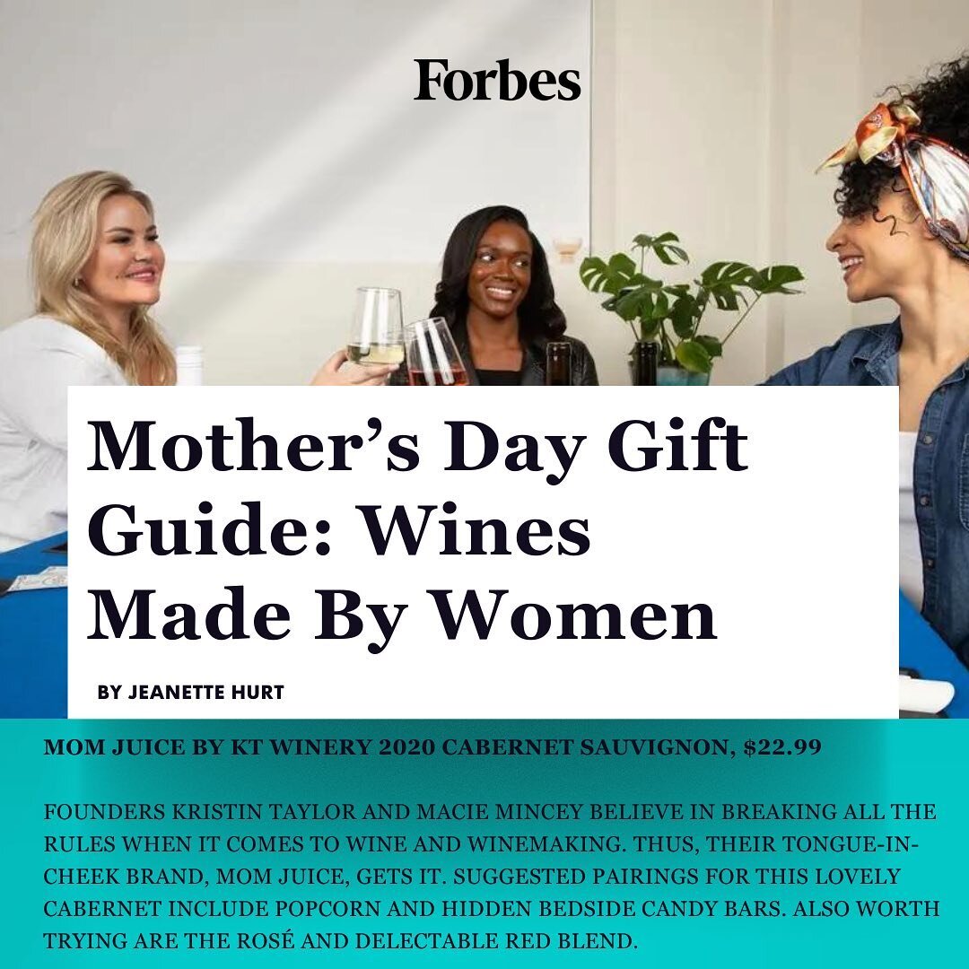 @forbes rounded up wines made by women just in time for #mothersday including @momjuicewine 🍷. 🔗 in bio. 

#giftguide #momjuce #wine #womeninwine #happymothersday #winegiftsforwomen #varietals #cabernetsauvignon