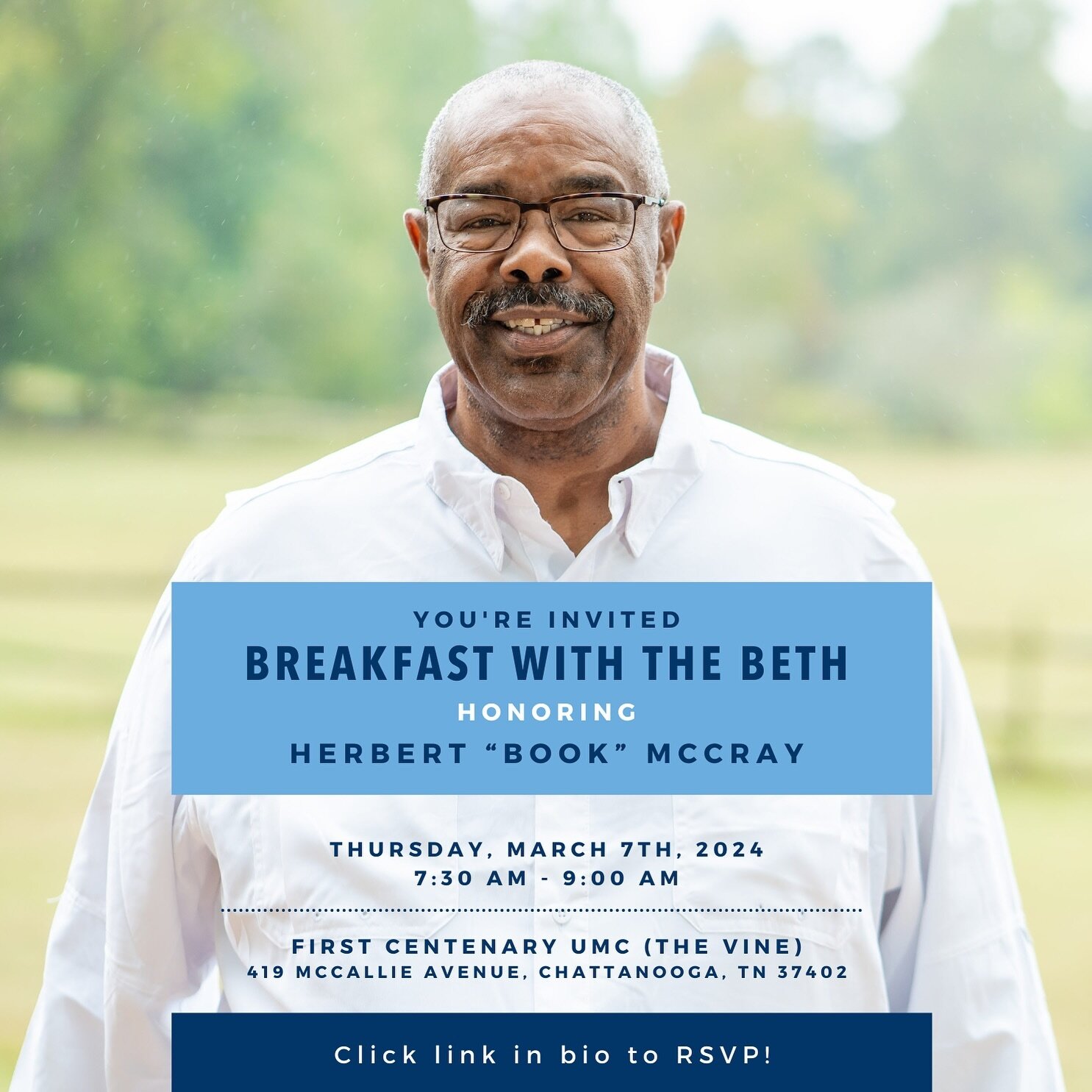 Can you believe it is already March 1st?! Don&rsquo;t forget that Breakfast with the Beth is coming up fast. Join us on March 7th, from 7:30 am - 9:00 am at First Centenary UMC in the Vine Building for breakfast and honoring Book McCray. RSVP by clic