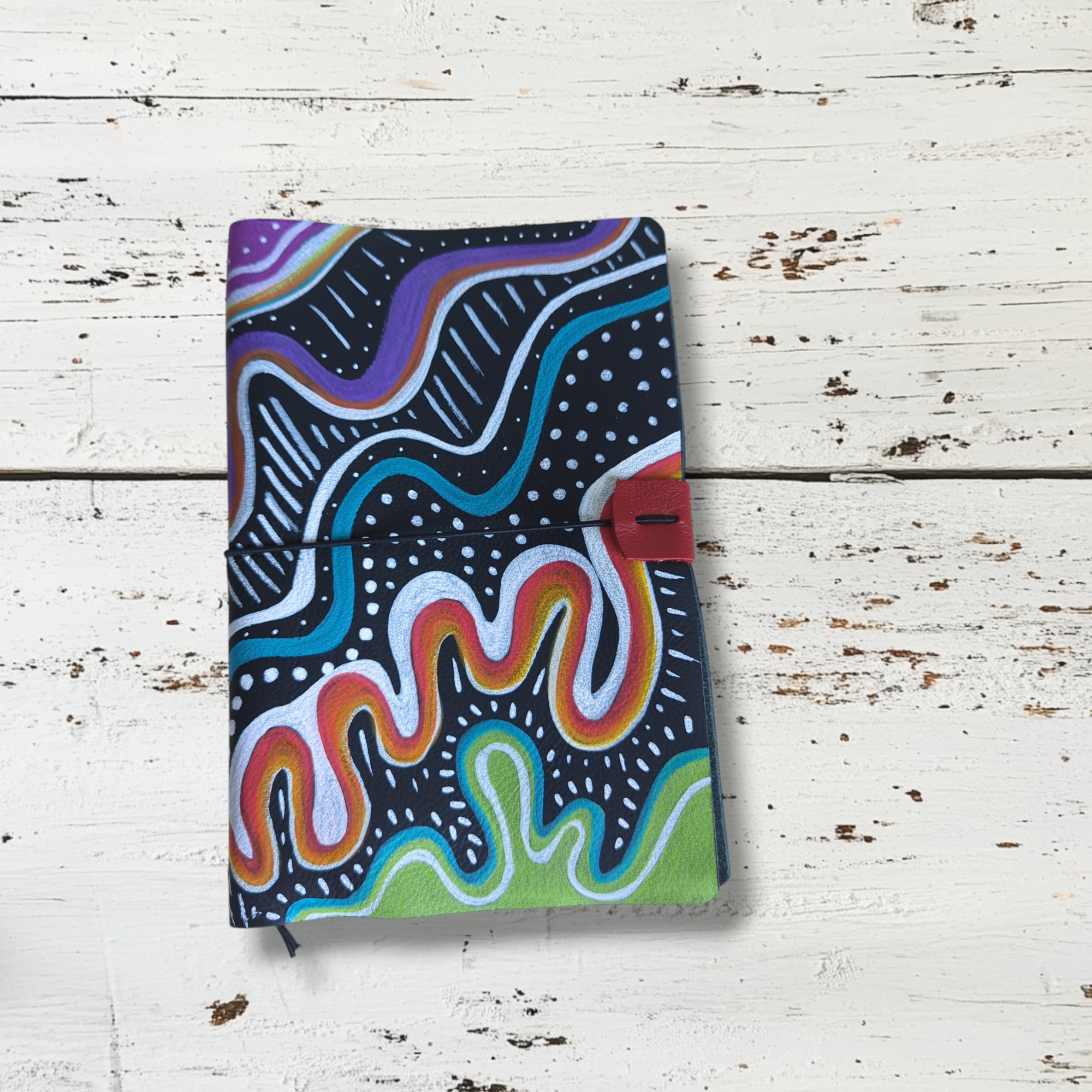A5 Black Scribology Leather Refillable Midori Travelers Notebook Graffiti Stripe