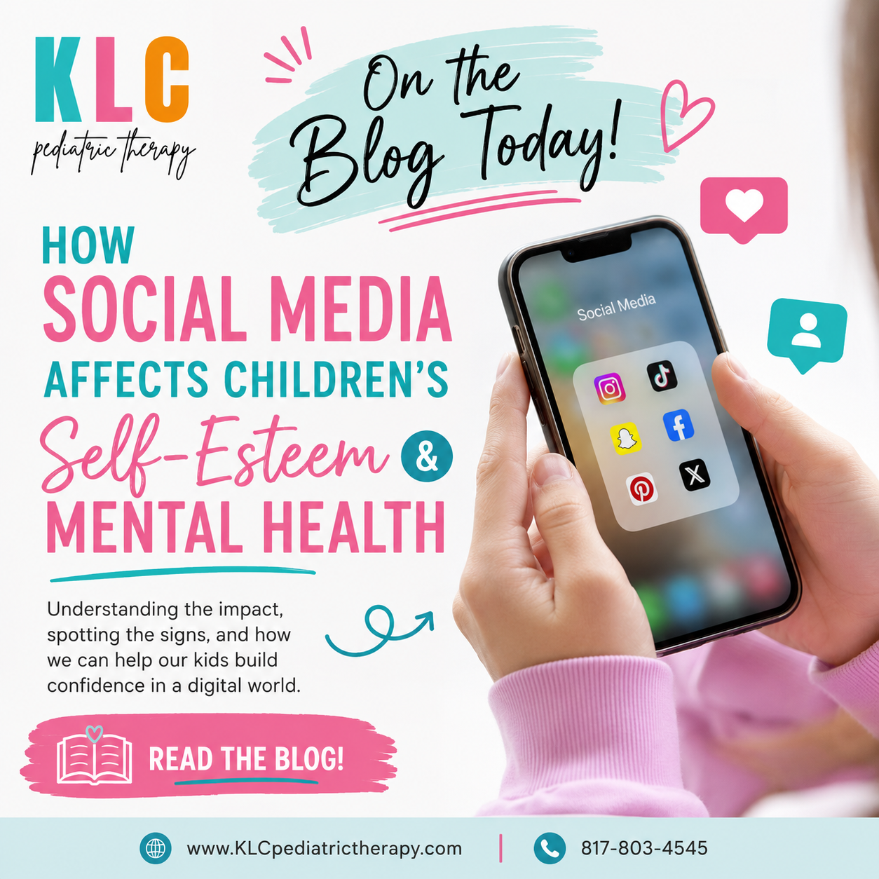 Teen girl using social media on her smartphone while struggling with self-esteem and anxiety, illustrating the connection between social media and mental health in adolescents.