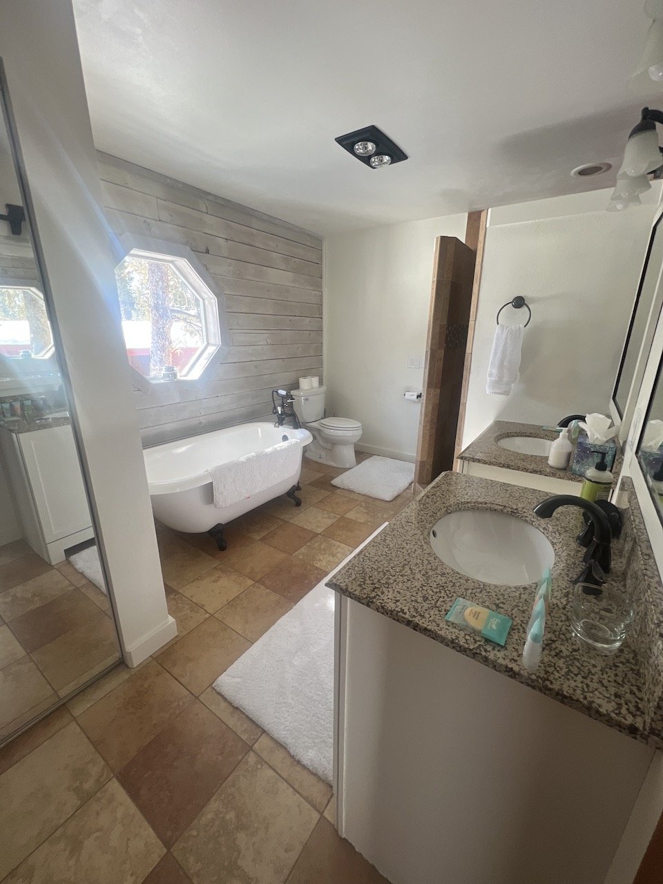 Clean rental property bathroom in mountain house located in Alma, Colorado