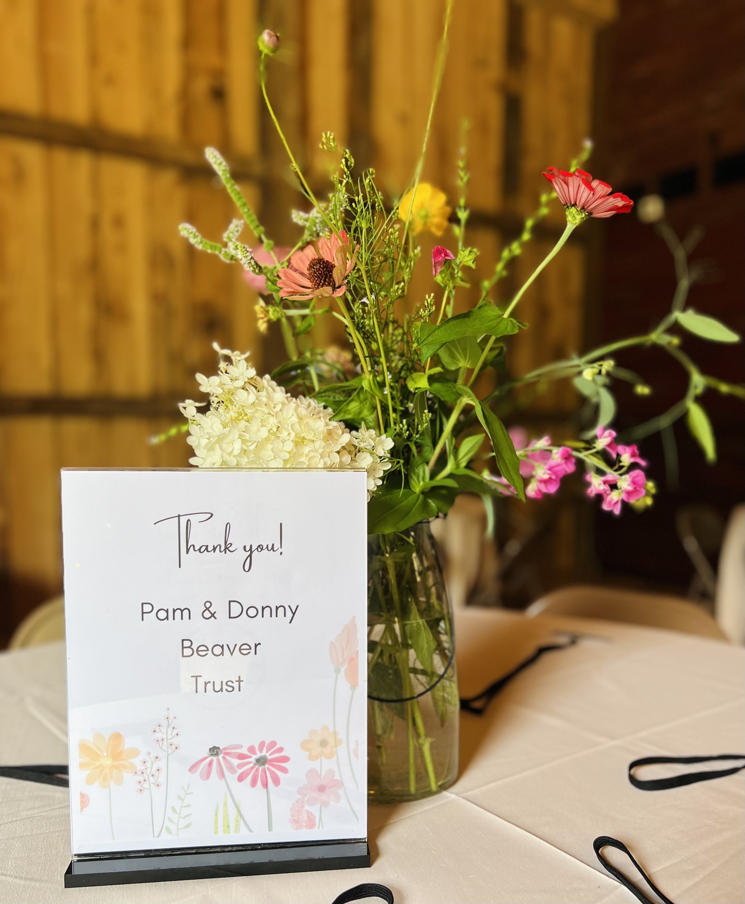 Event thank you to Pam &amp; Donny Beaver