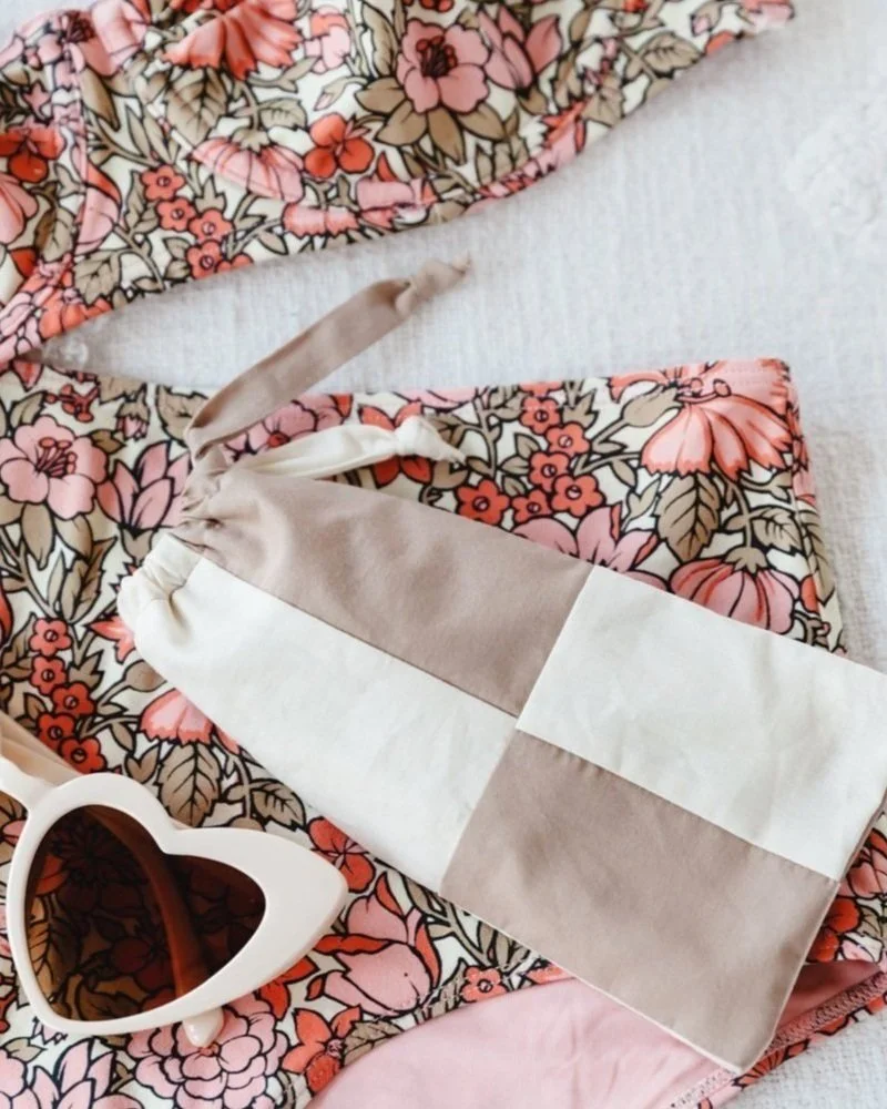 (Easy to Sew) Colorblock Drawstring Pouch