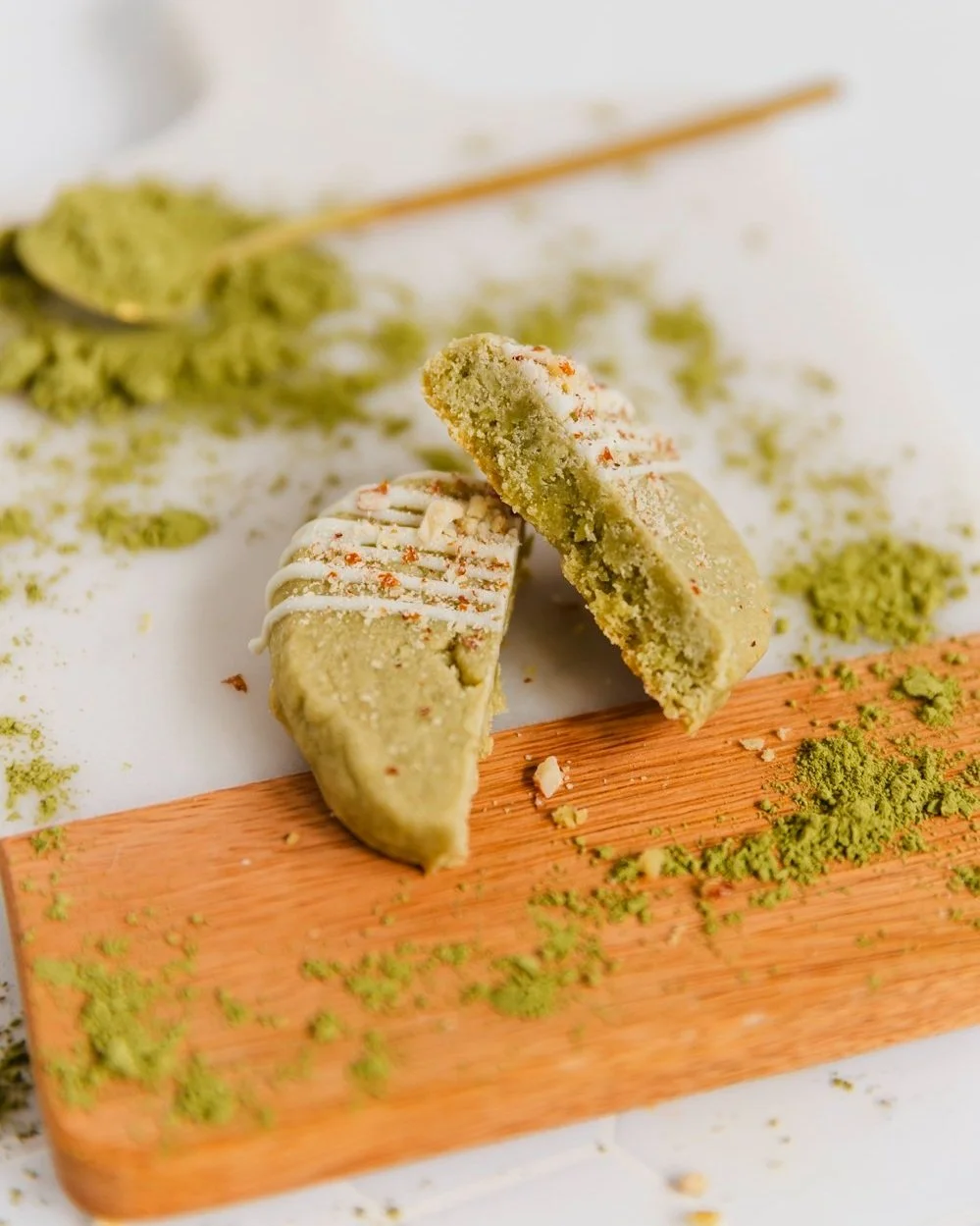 Matcha White Chocolate Shortbread Cookies