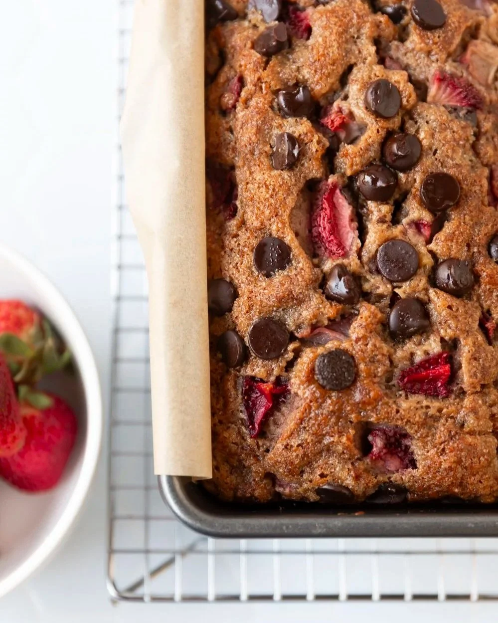 Strawberry Banana Bread with Chocolate Chips