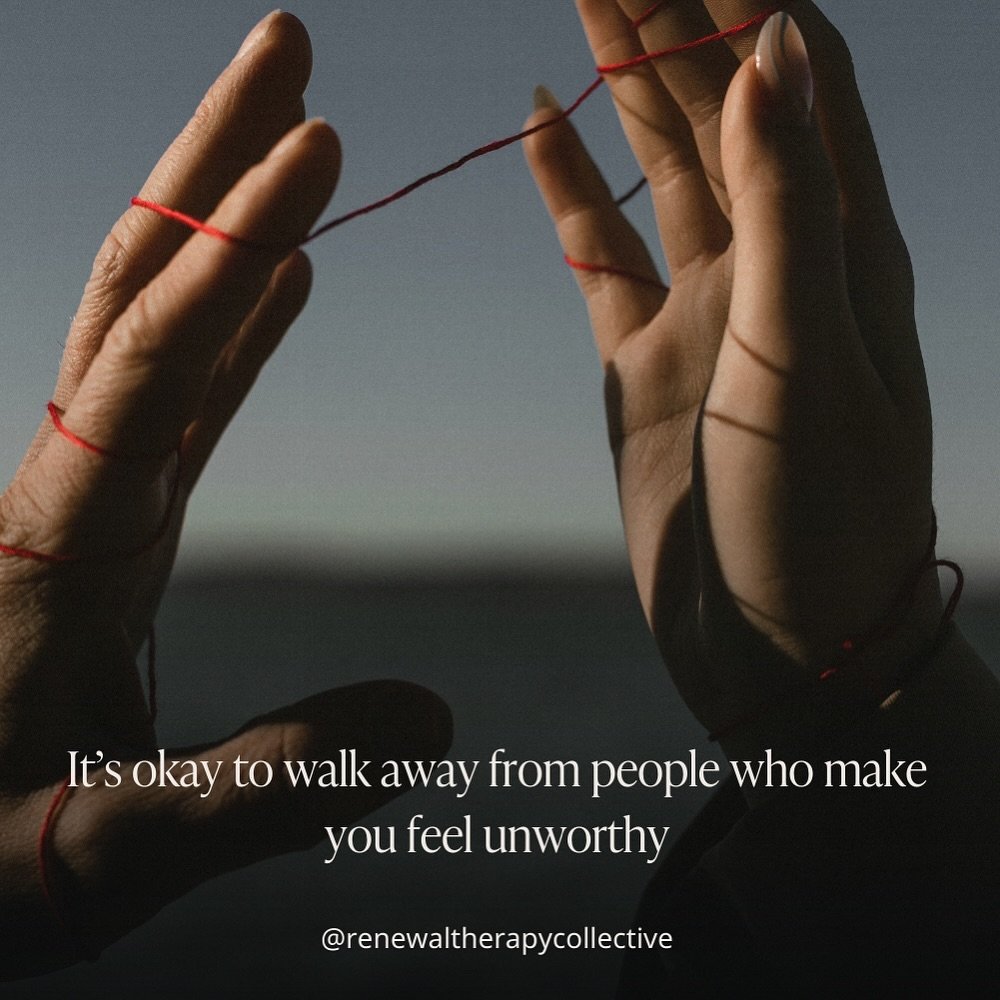 It&rsquo;s okay to walk away from people who make you feel unworthy.
 
#renewaltherapycollective #mentalhealth #therapy #therapistsofinstagram  #washingtontherapist #wenatcheetherapist #wenatchee #wenatcheevalley #watherapist #mentalhealthquotes #rel