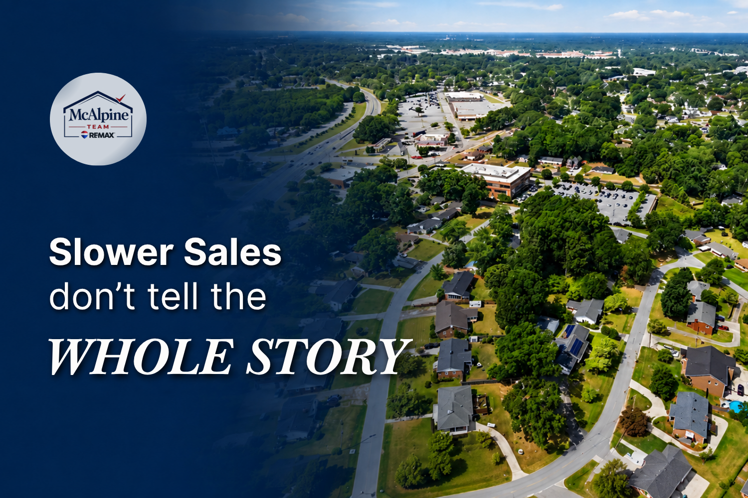 erial view of a South Carolina neighborhood with the headline “Slower Sales Don’t Tell the Whole Story.”
