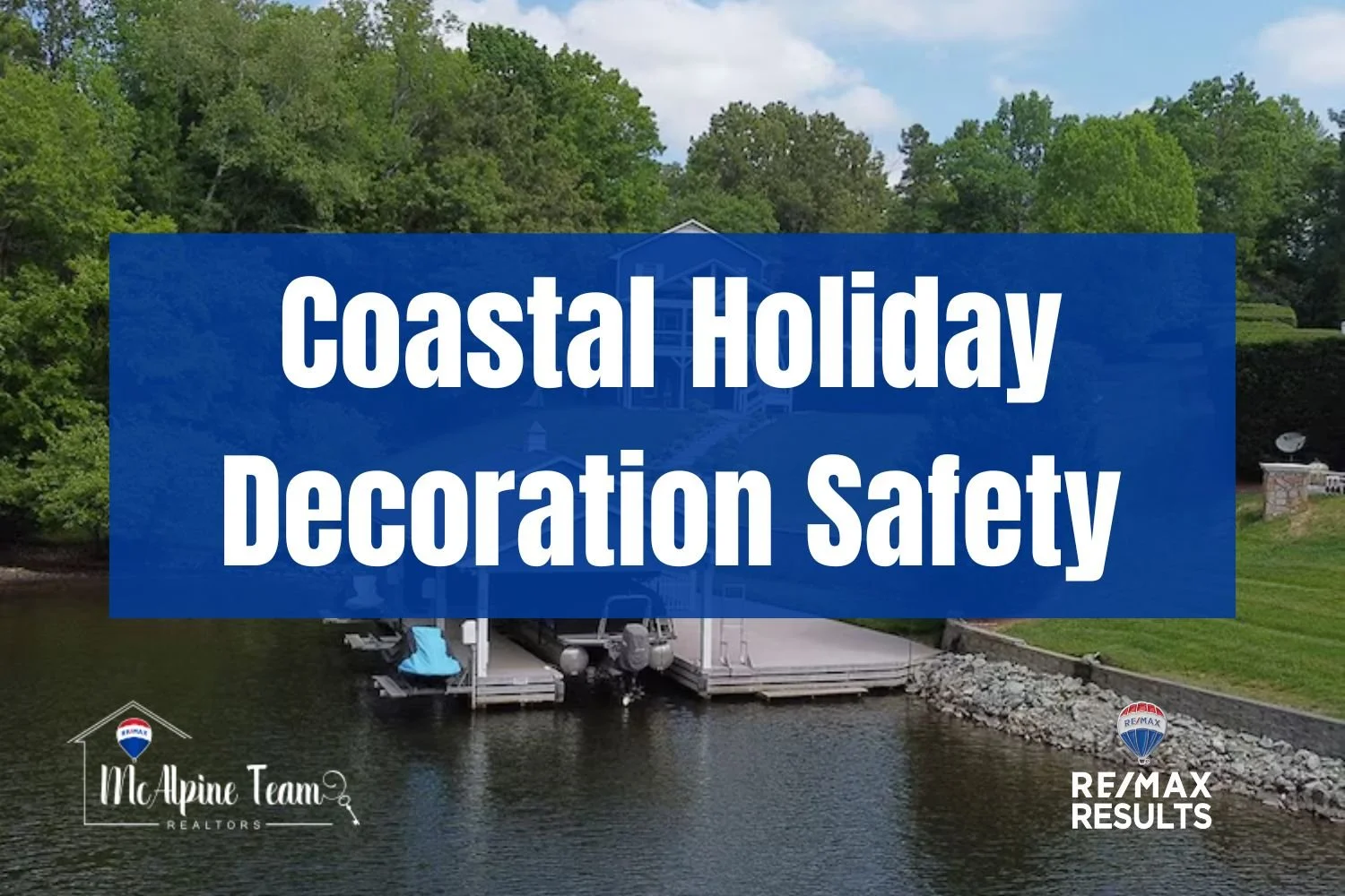 Holiday graphic showing the title “Coastal Holiday Decoration Safety” for Myrtle Beach homeowners.