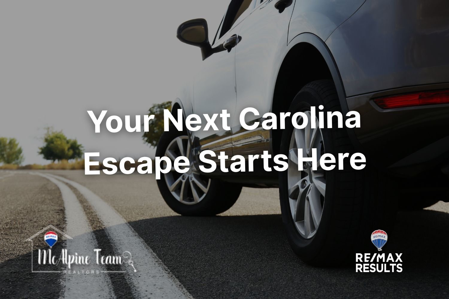 A close-up of a car parked along a coastal road with the text “Your Next Carolina Escape Starts Here,” leading into the blog’s conclusion.