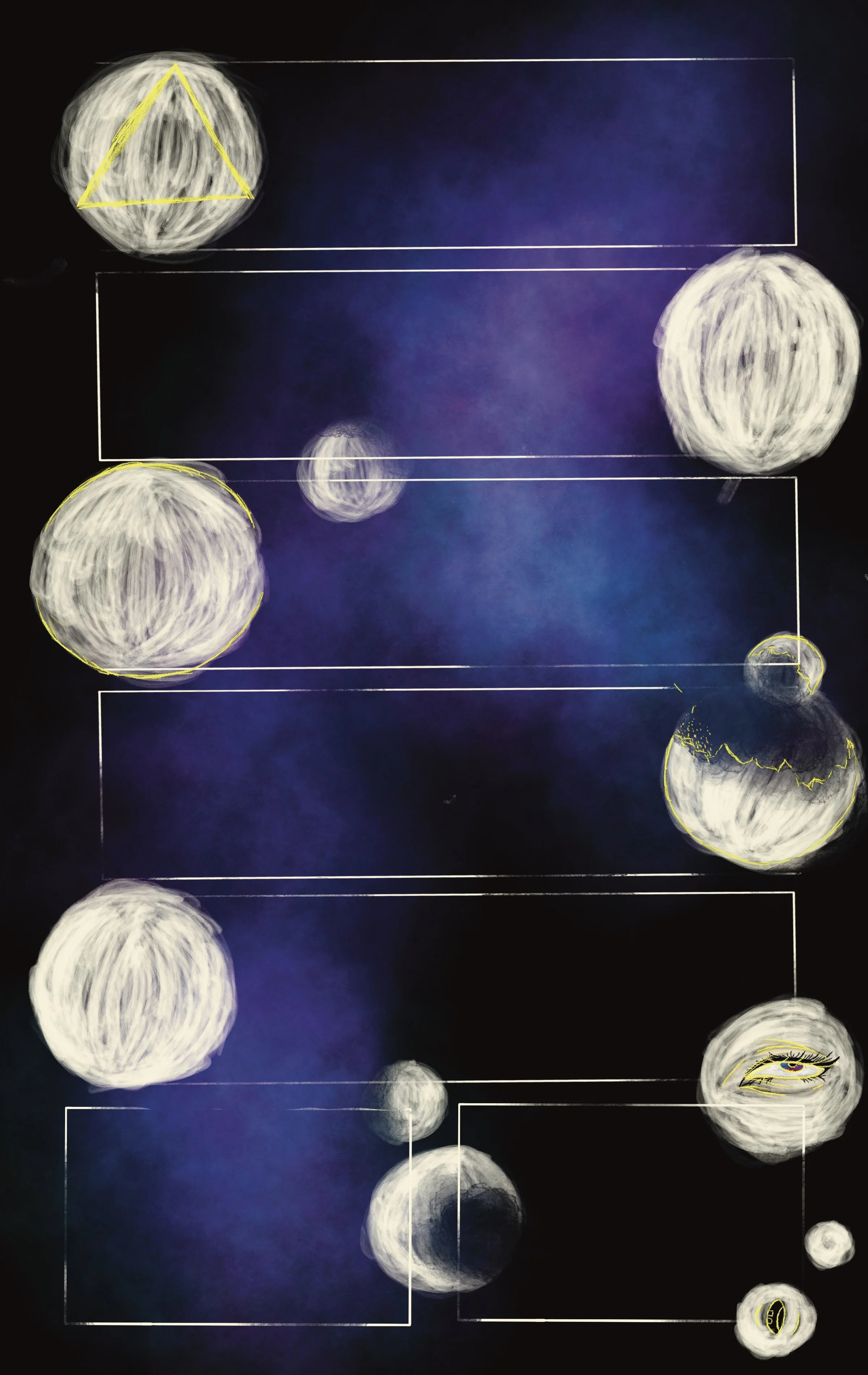 sun, moon, and stars blank weekly bullet journal spread (unfinished/in process; digital - procreate)