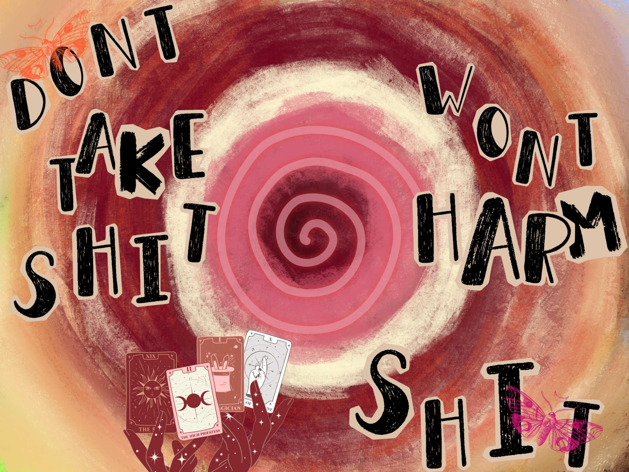 'i'm a prophet' (digital - procreate, canva) | lyrical credit to 'Sinner' by Samara Cyn, whose work inspired creation of a piece dedicated to the red Evil Eye. while often associated with protection, red Evil Eyes are not only a protective signal but