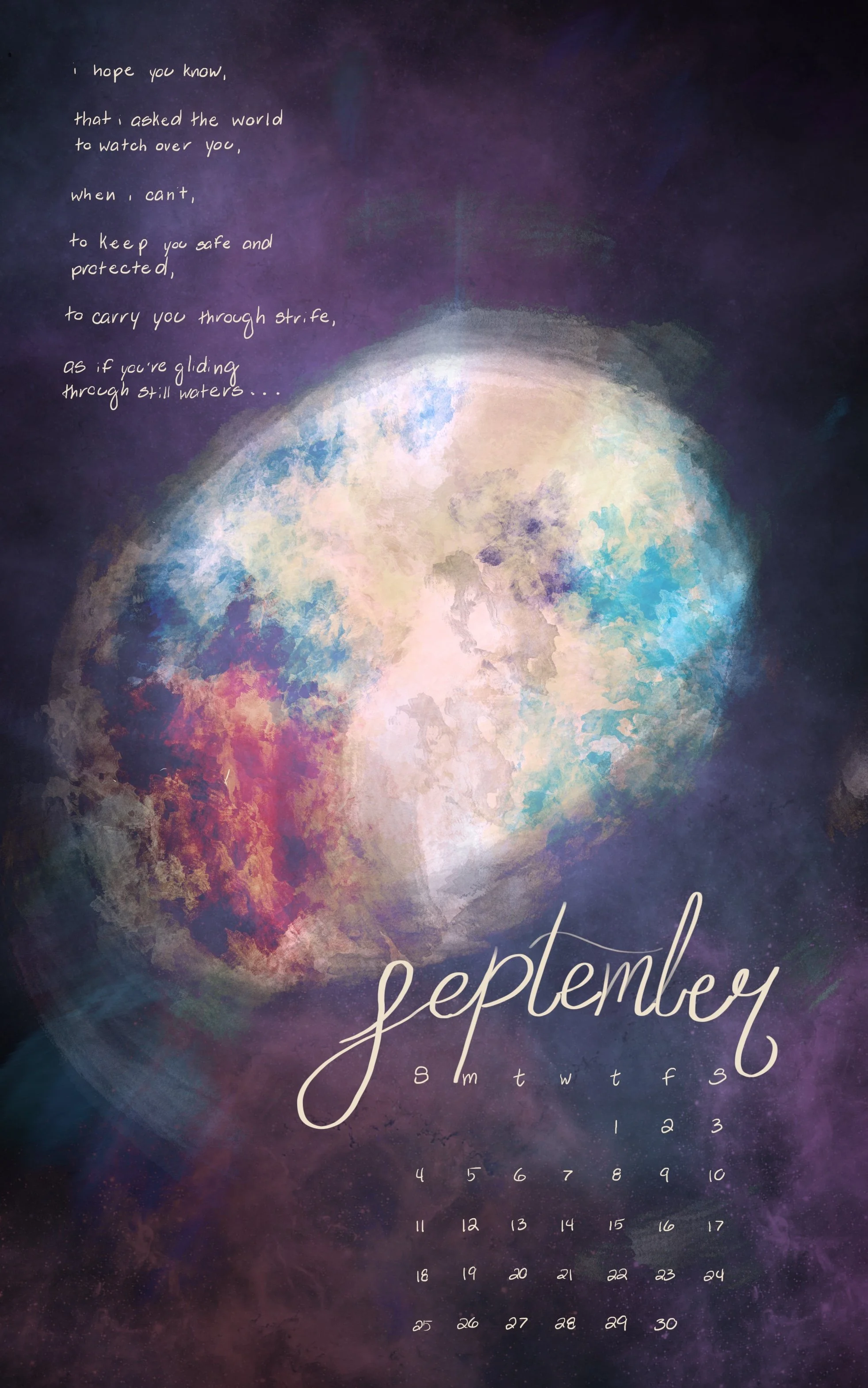 sun, moon, and stars bullet journal september cover (digital - procreate)