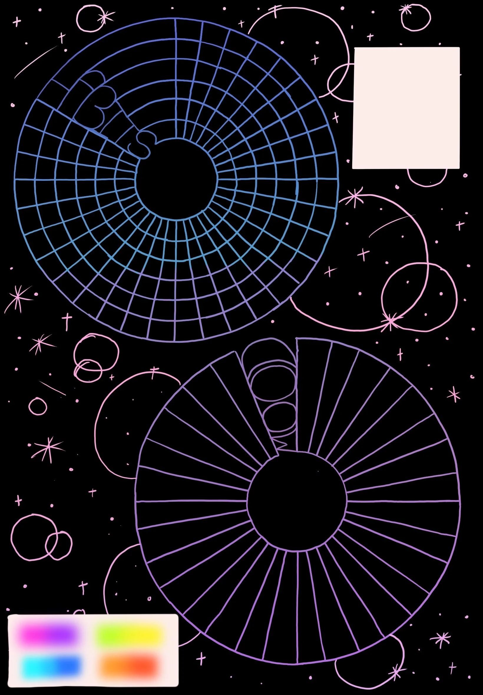 sun, moon, and stars blank bullet journal spread (digital - procreate)
