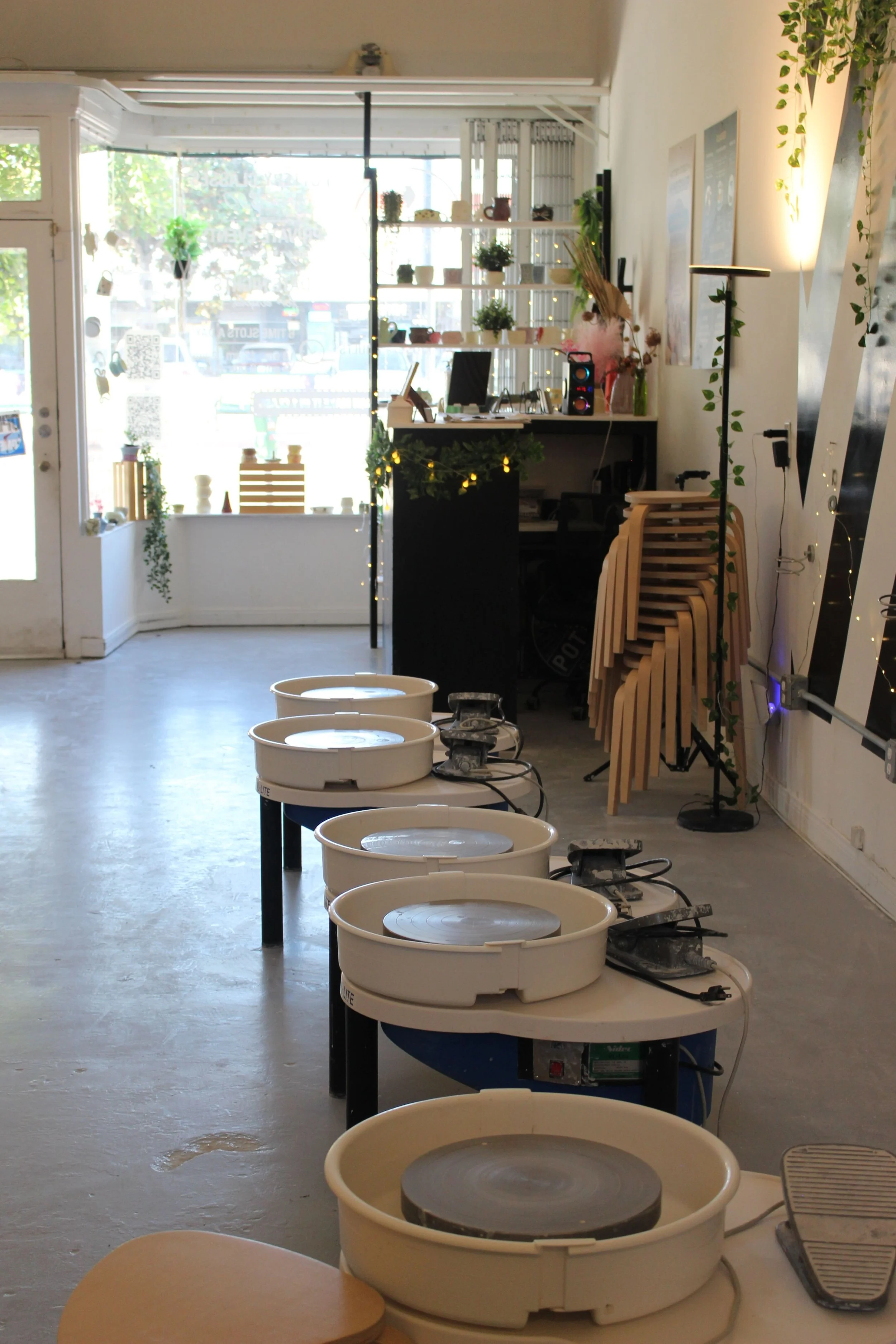Modern pottery studio interior in Los Angeles on Beverly Blvd   