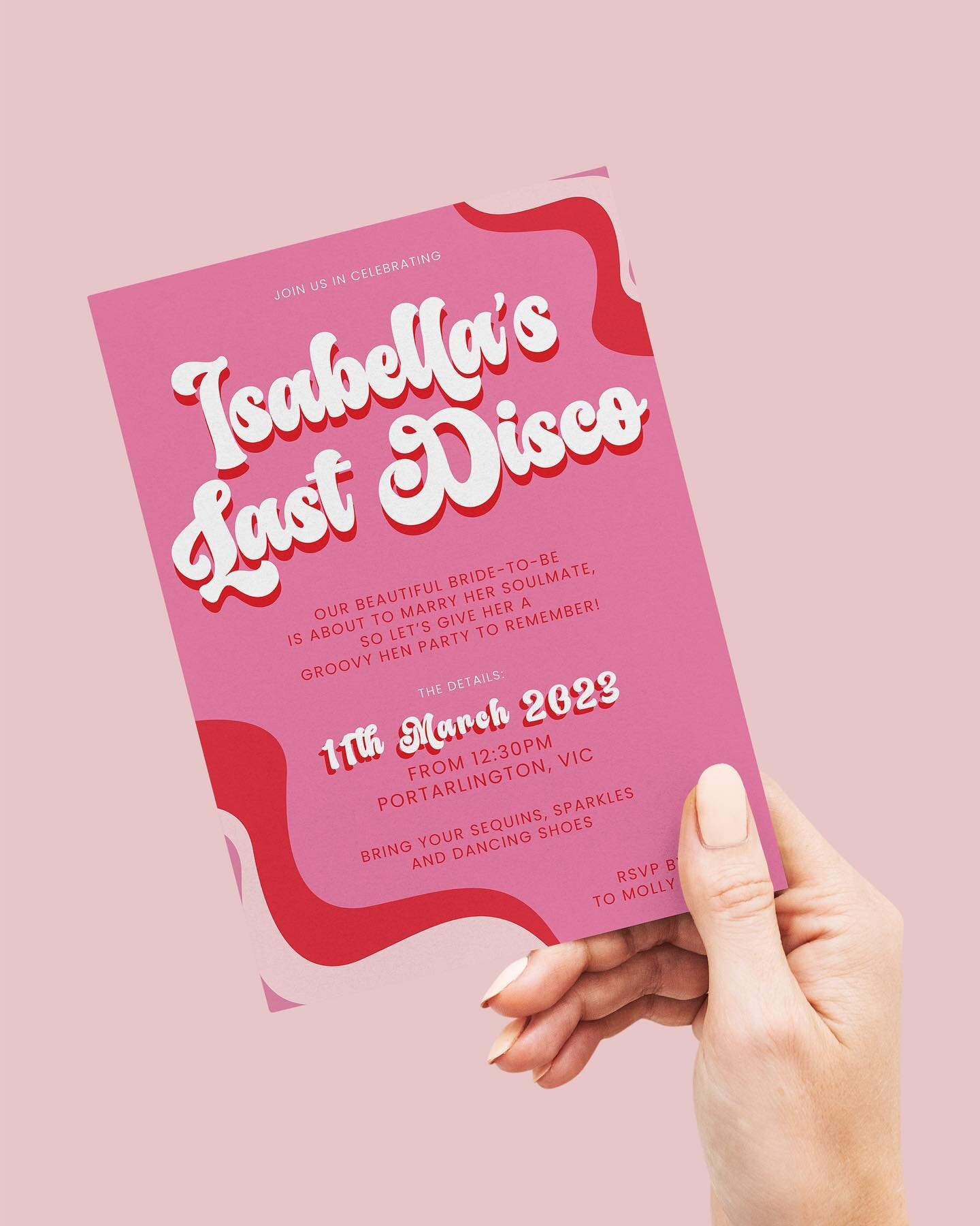 Commissioned to create a groovy hen party stationary package with the theme of Isabella&rsquo;s Last Disco! 🪩

I was tasked with splitting the style into two parts:
🖤 a monochromatic black, white and silver palette for the activities that were held
