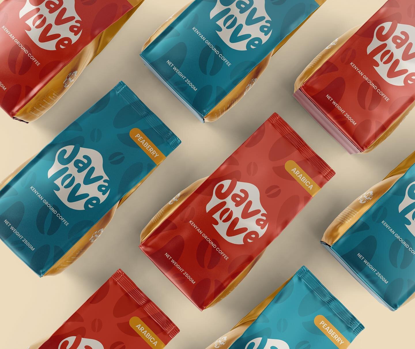 A harmonious packaging design for a sustainable coffee company, established in Kenya, called Java Love.

The rich, vibrant colour palette, inspired by the sun, sea and earth, is impactful, grabbing the consumers attention instantly.

Products include