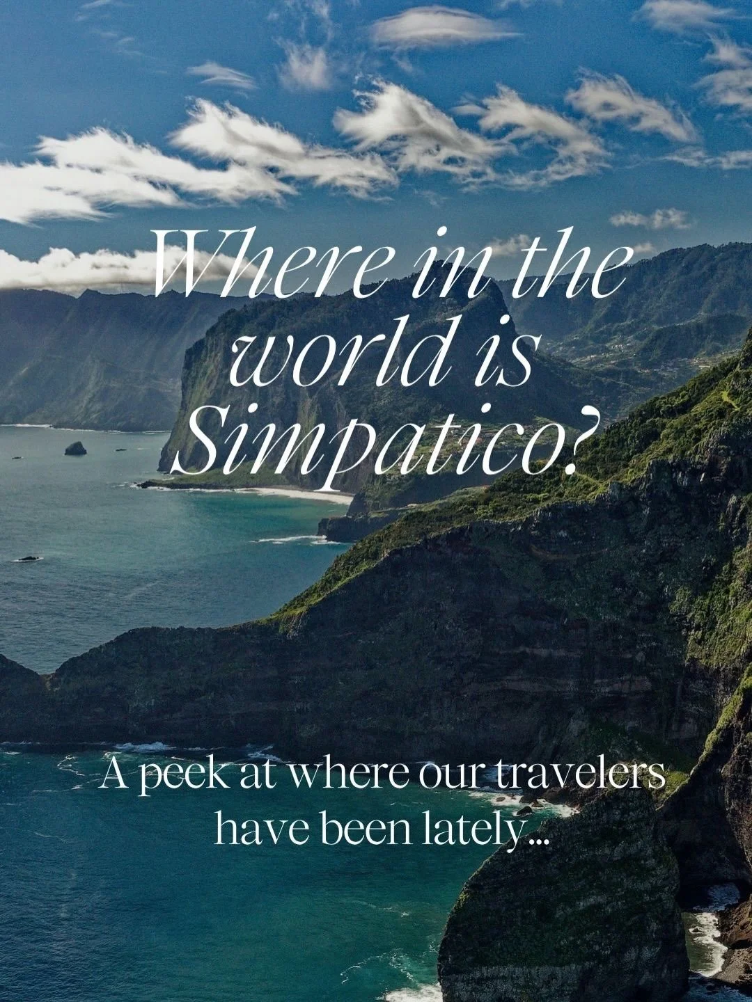 We&rsquo;ve had Simpatico travelers all over the world lately! ✈️🌎

And 2027 planning is already underway!

Not sure where you want to go yet? That&rsquo;s okay - you don&rsquo;t need to have it all figured out before reaching out. That&rsquo;s what