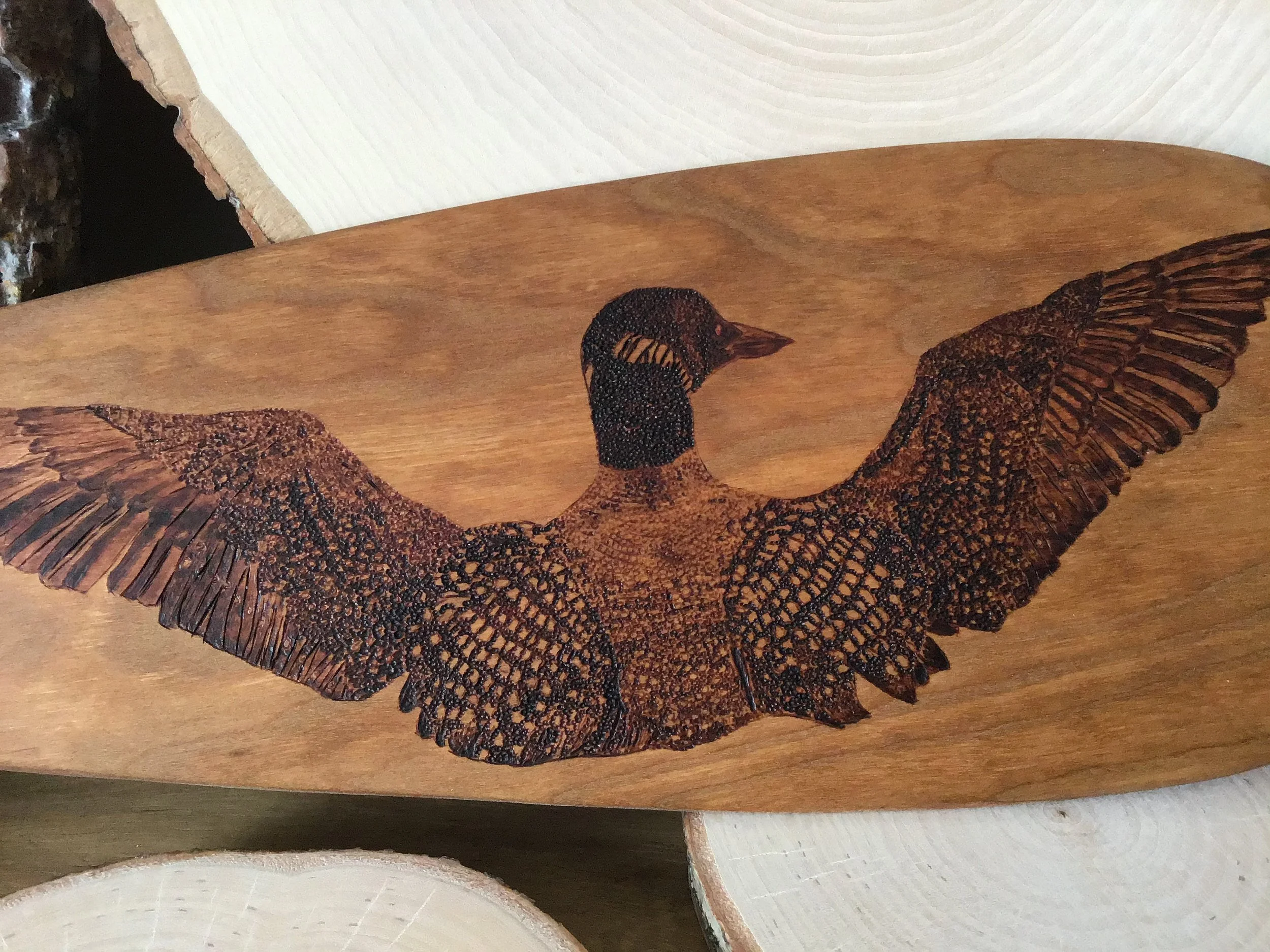 Cherry Wood Paddle - Loon Serenade