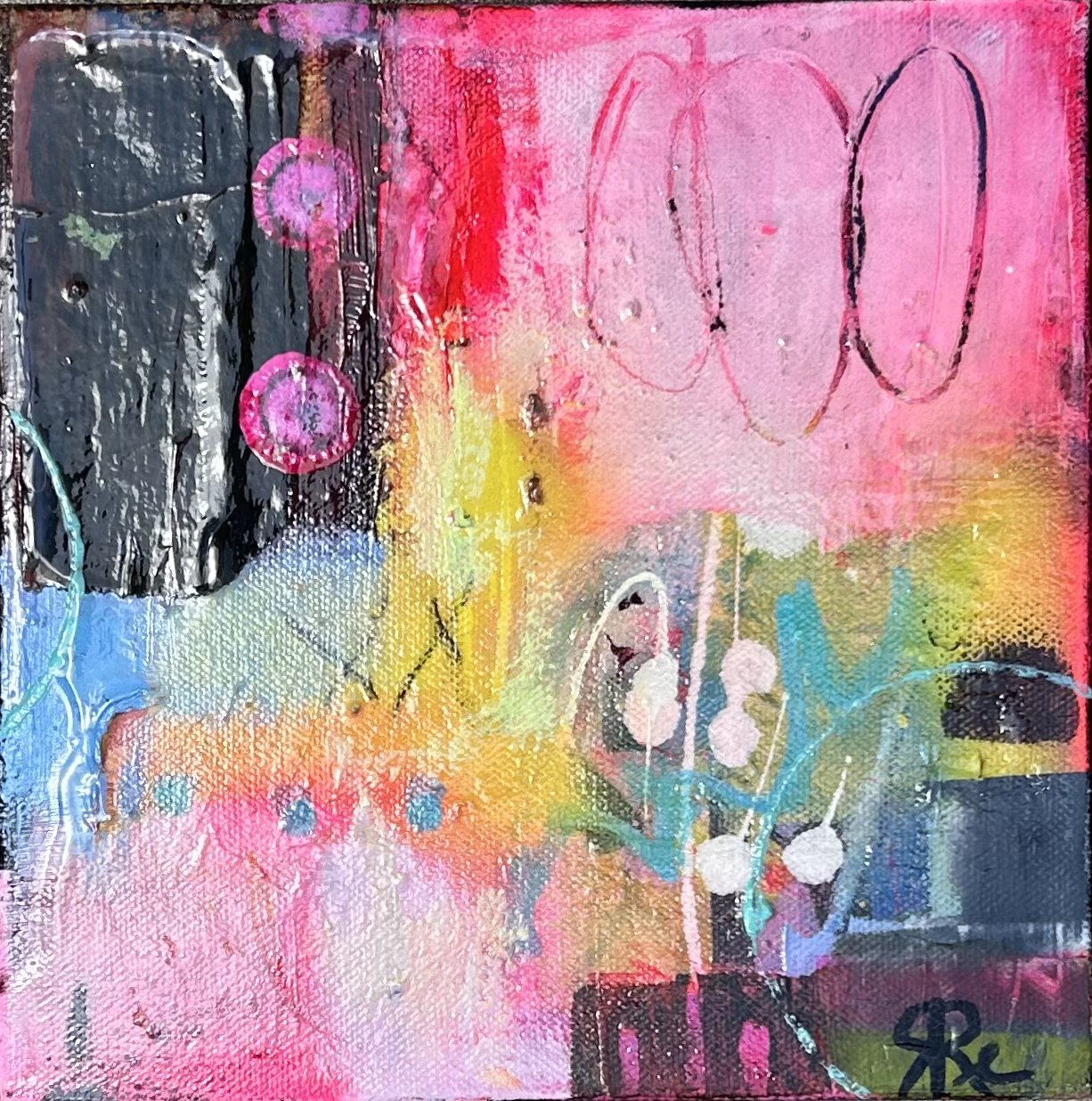 Renee loves to experiment with colors - especially pink. &quot;Explosions of Pink&quot; measures 8&rdquo; x 8&rdquo; on canvas.

View this piece at the 🔗 in bio or in person at @culturalartsalliance's ArtsQuest this weekend 5/4 - 5/5 in booth 43 in 