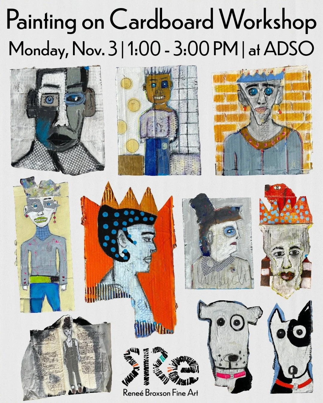 Get creative with cardboard! 🎨

Join mixed-media artist Renee Broxson at the Arts and Design Society (ADSO) on Monday, November 3, from 1:00&ndash;3:00 p.m. in Ft. Walton Beach for a hands-on &quot;Painting on Cardboard&quot; workshop.

Participants