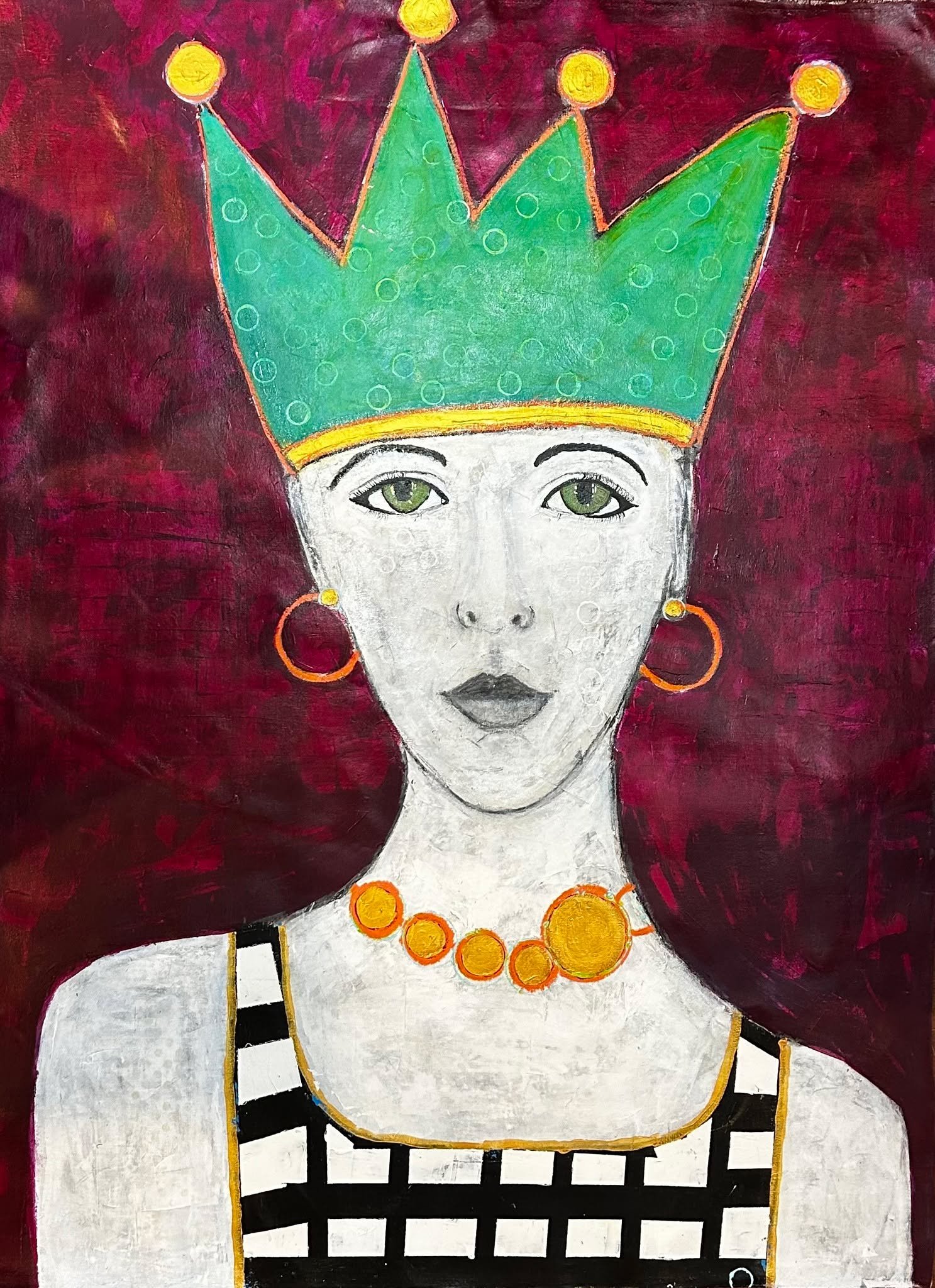 &ldquo;She Knows What You Did&rdquo; is a 45&rdquo; x 60&rdquo; original acrylic painting on unstretched canvas.

She never raised her voice.

She didn&rsquo;t need to.

They thought she&rsquo;d crumble &mdash; instead, she rose.

Not bitter, just br