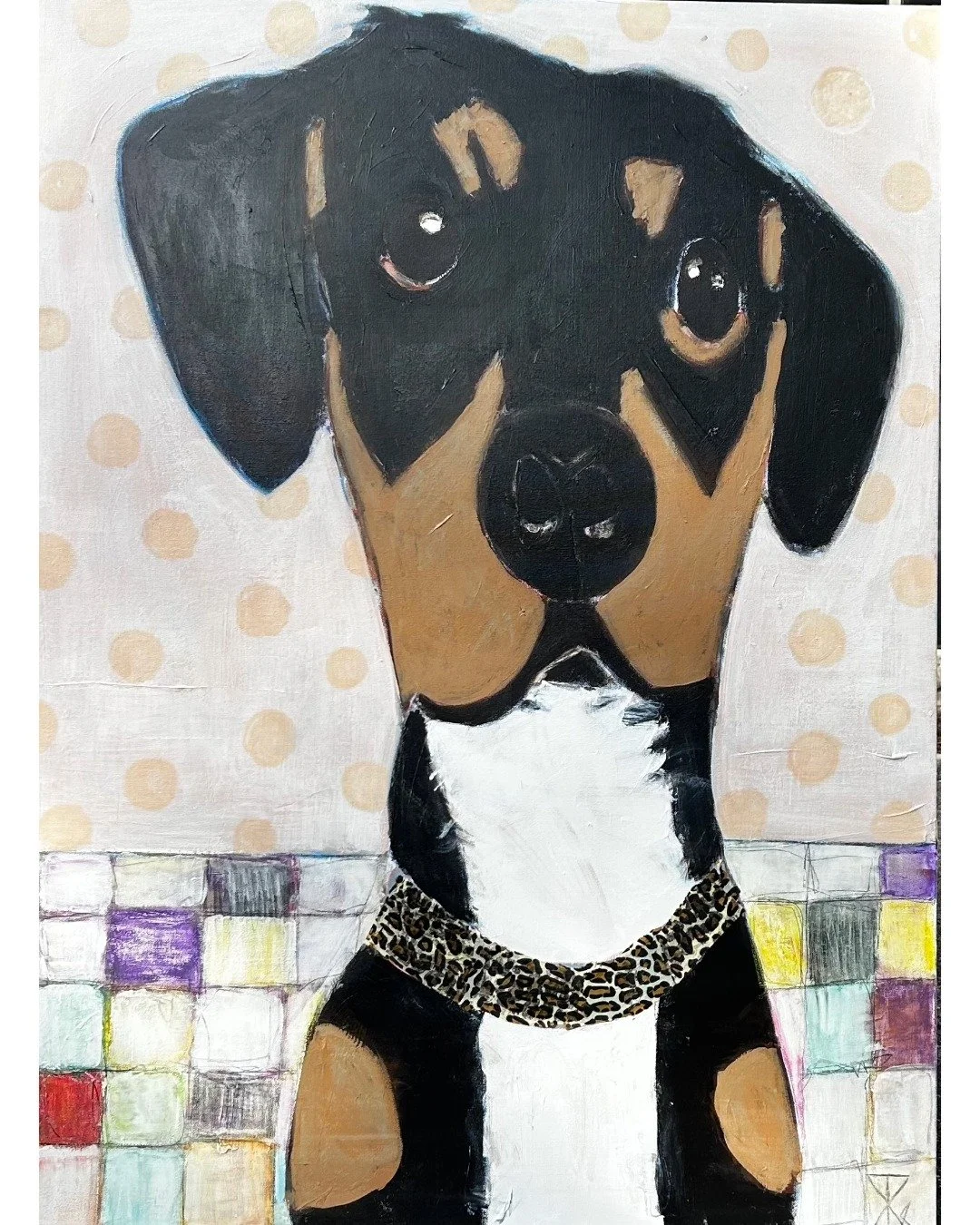 Transform your space with this whimsical and heartwarming painting of a dog, perfect for any art or animal lover's collection. The acrylic mixed media painting on canvas measures 36" x 48".

Available for pick up in Santa Rosa Beach or ship