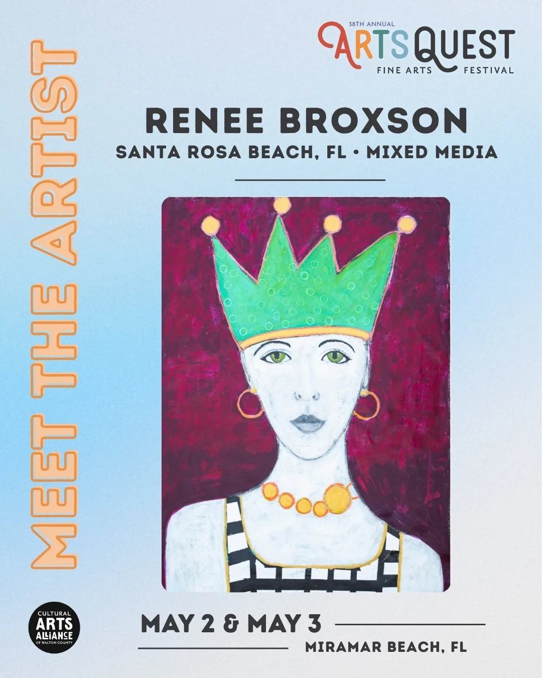Mark your calendar for @culturalartsalliance's 38th Annual ArtsQuest on May 2-3 at @grandboulevard!

Featured work: &ldquo;She Knows What You Did&rdquo; is a 45&rdquo; x 60&rdquo; original acrylic painting on unstretched canvas.

👉 https://www.renee