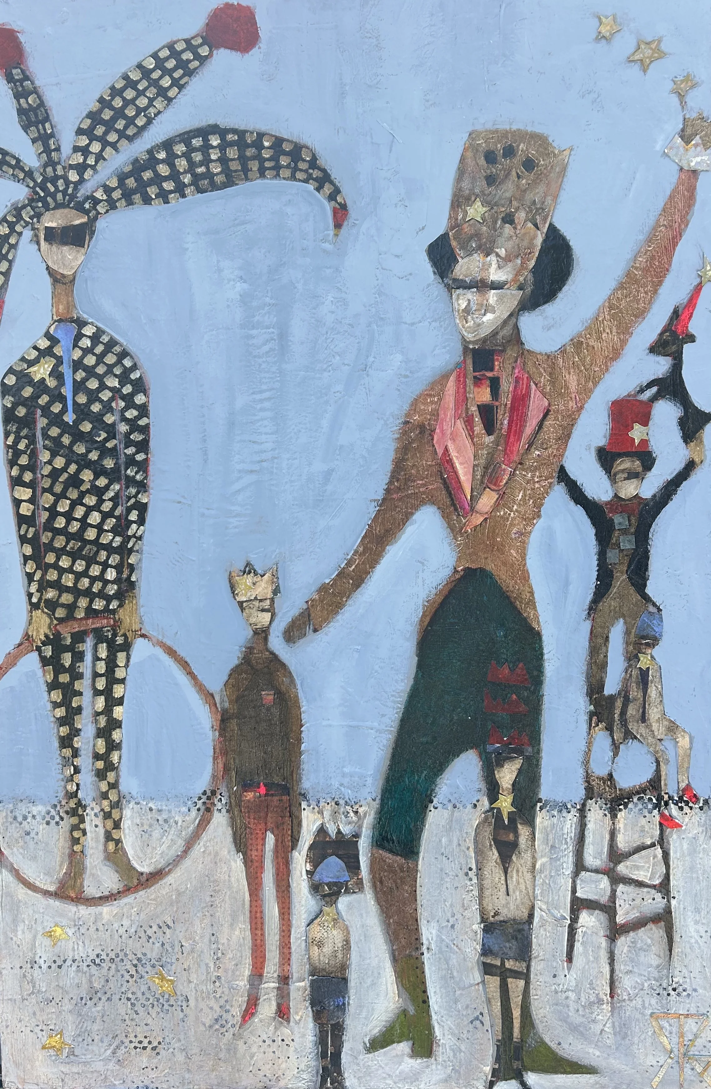 An original painting, "Everyone is a Star," measuring 24" x 26" on a wood panel by Renee Broxson