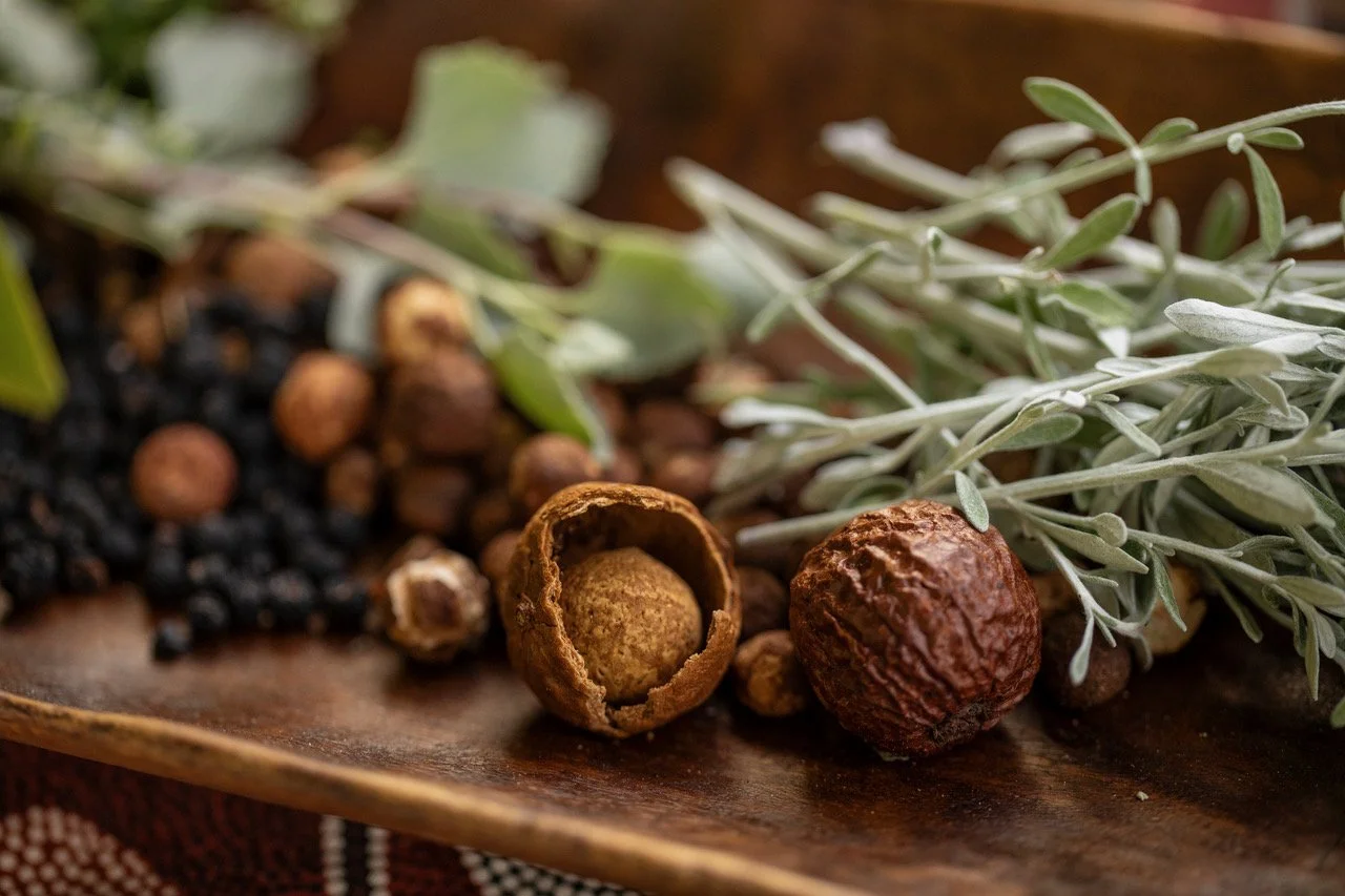 Sandalwood nuts, native rosemary and saltbush