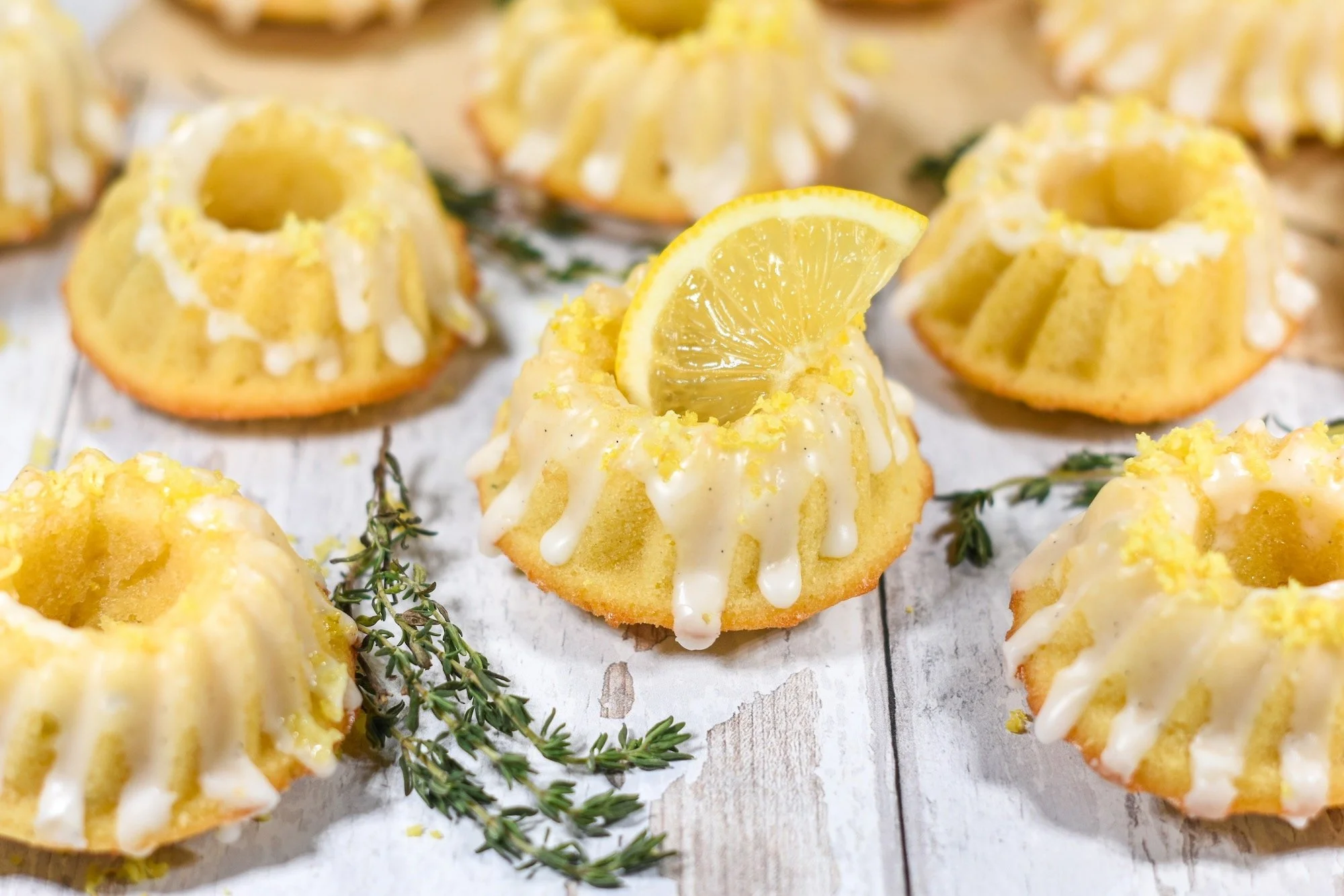 Miniature Olive Oil Bundt Cakes with Lemon-Vanilla Glaze Recipe
