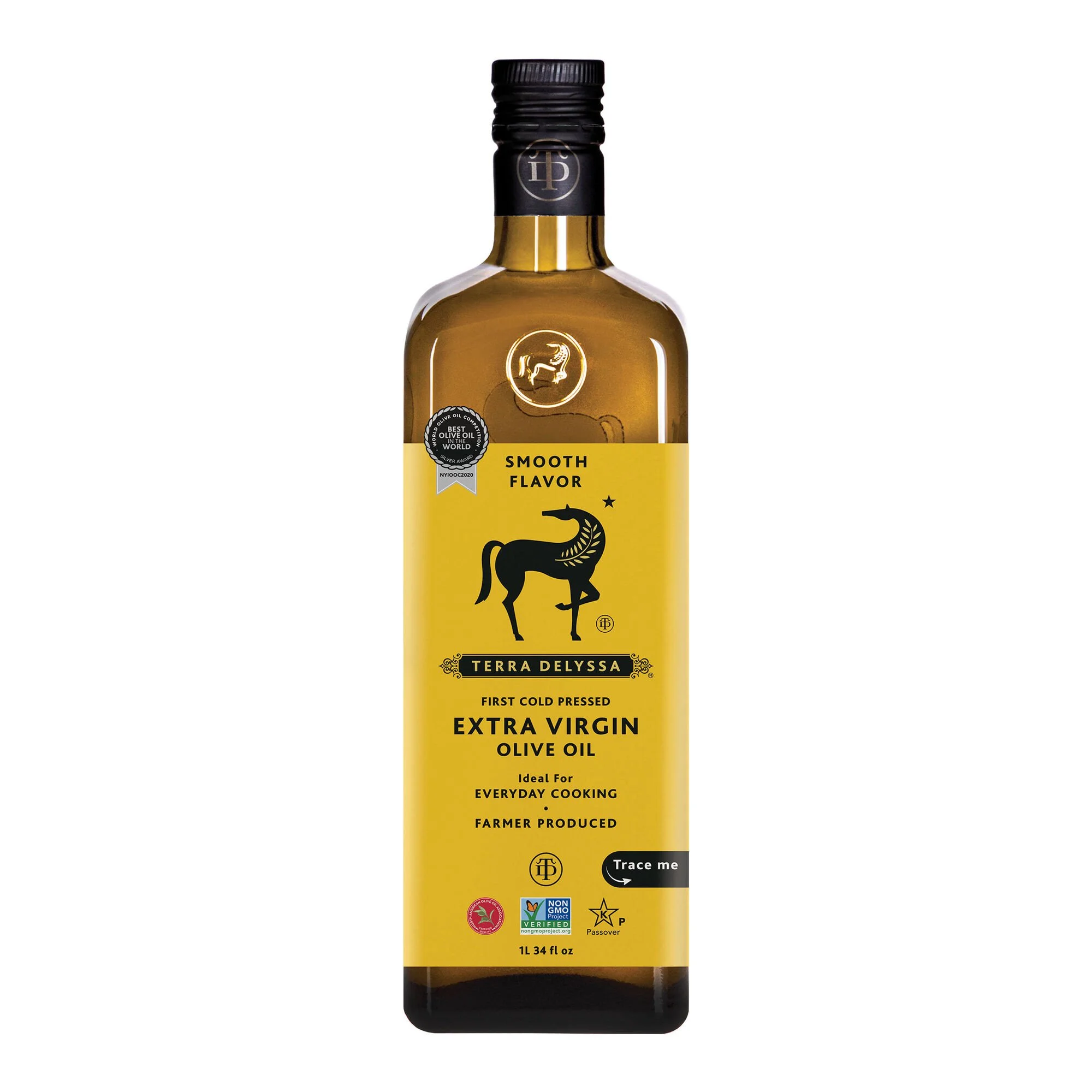 Olive oil labeled First Cold Pressed