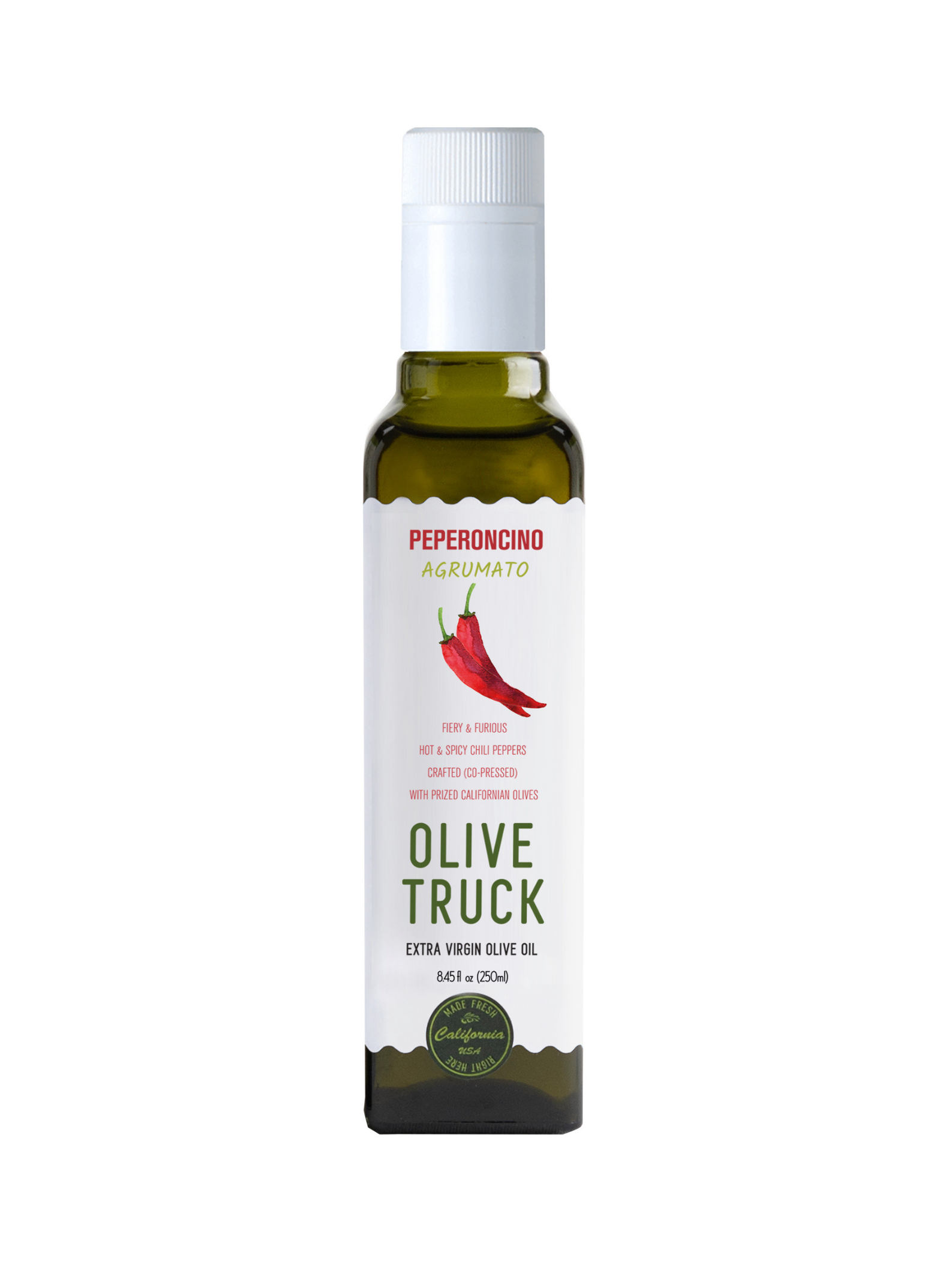 Olive Truck’s Peperoncino is made by co-pressing olives with chiles