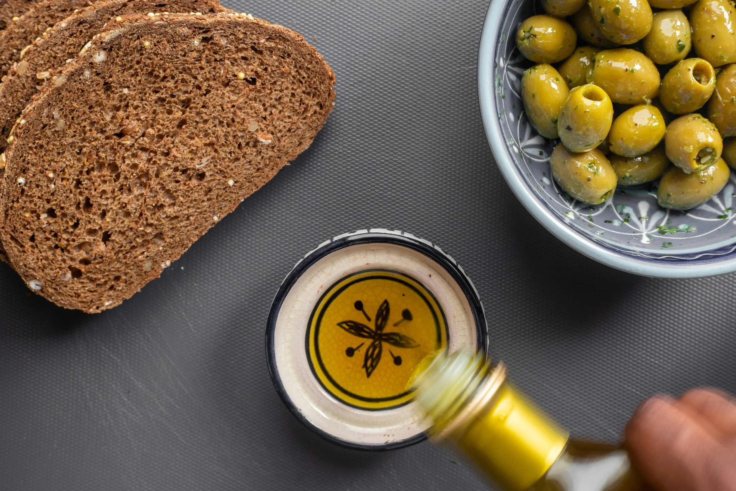 Pouring olive oil