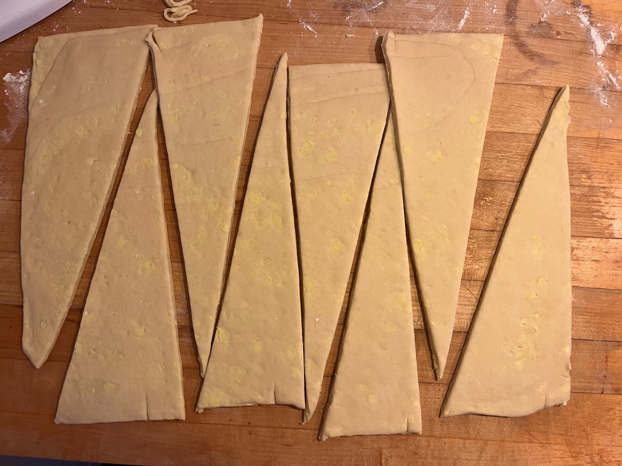 Cutting Olive Oil Croissant dough
