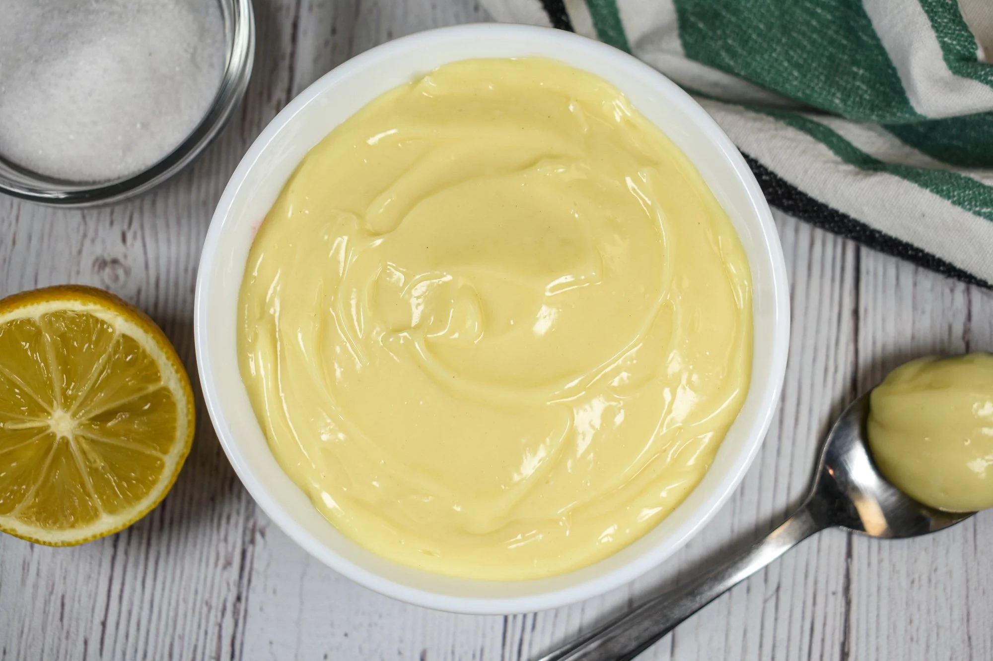 Olive oil mayonnaise in a bowl