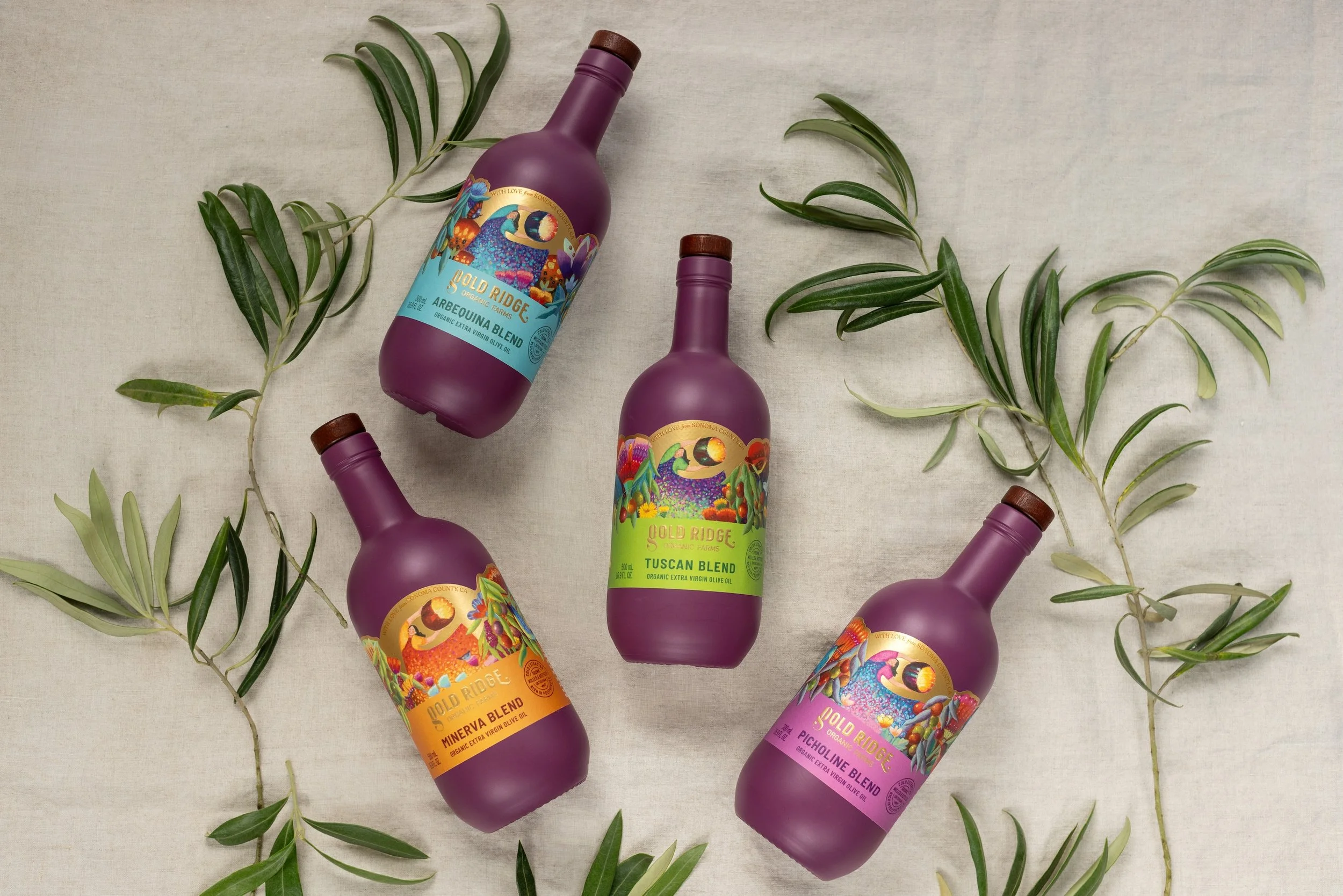 Gold Ridge olive oil bottles