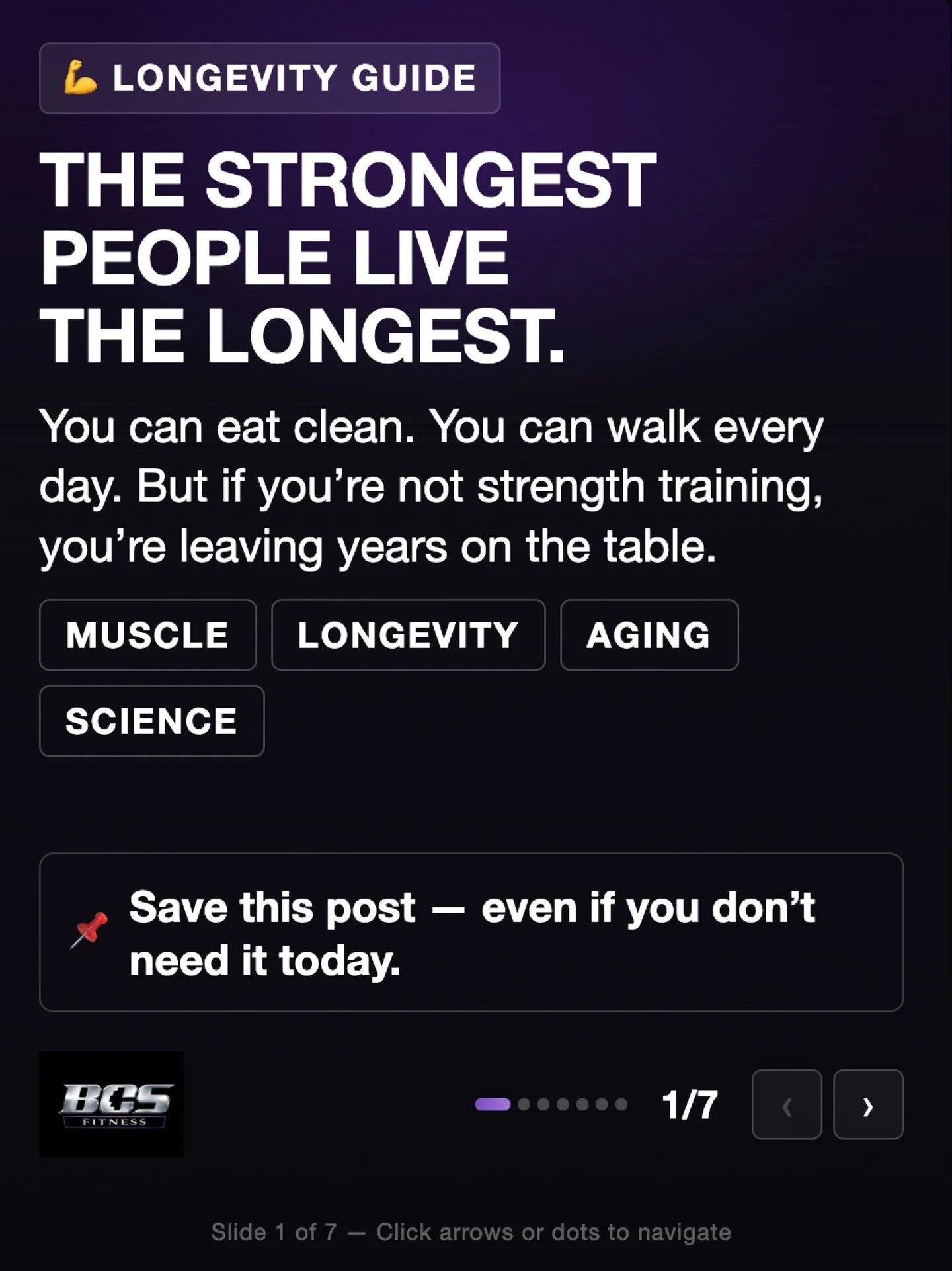 You can eat clean. You can walk every day. You can take every supplement on the shelf.
But if you're not strength training, you're leaving years on the table.

The science has never been more clear...the strongest people live the longest.

A major 20