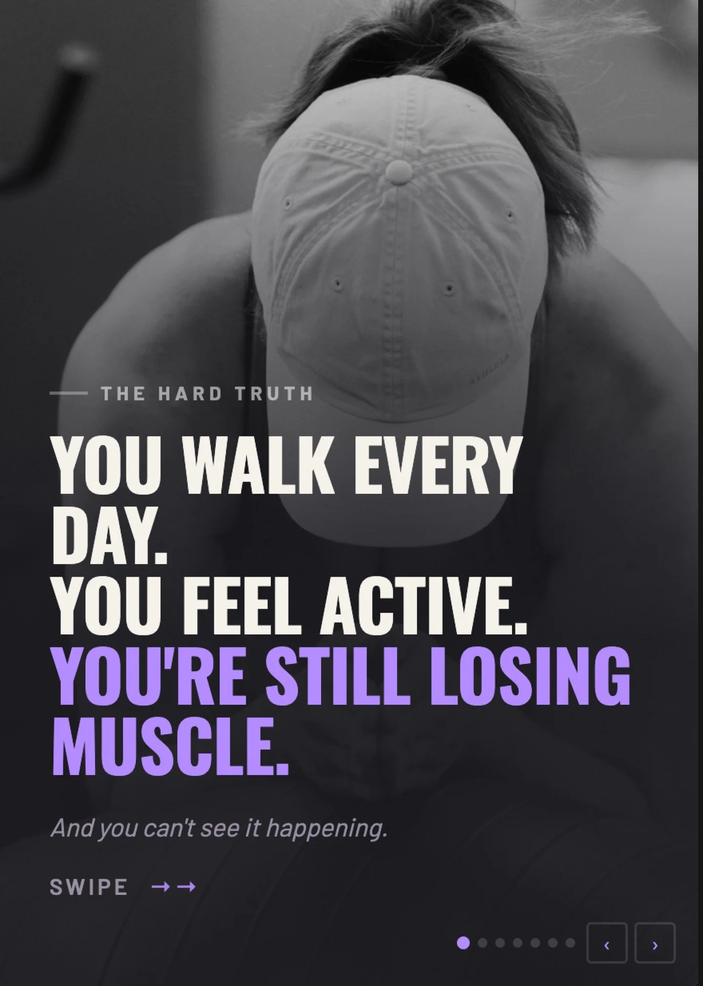 Your daily walks are lying to you.

You walk every day.
You feel active.
You're still losing muscle, and you can't see it happening.

Here's the truth nobody tells you about being "active" after 40:
Walking, yoga, pickleball, and bike rides