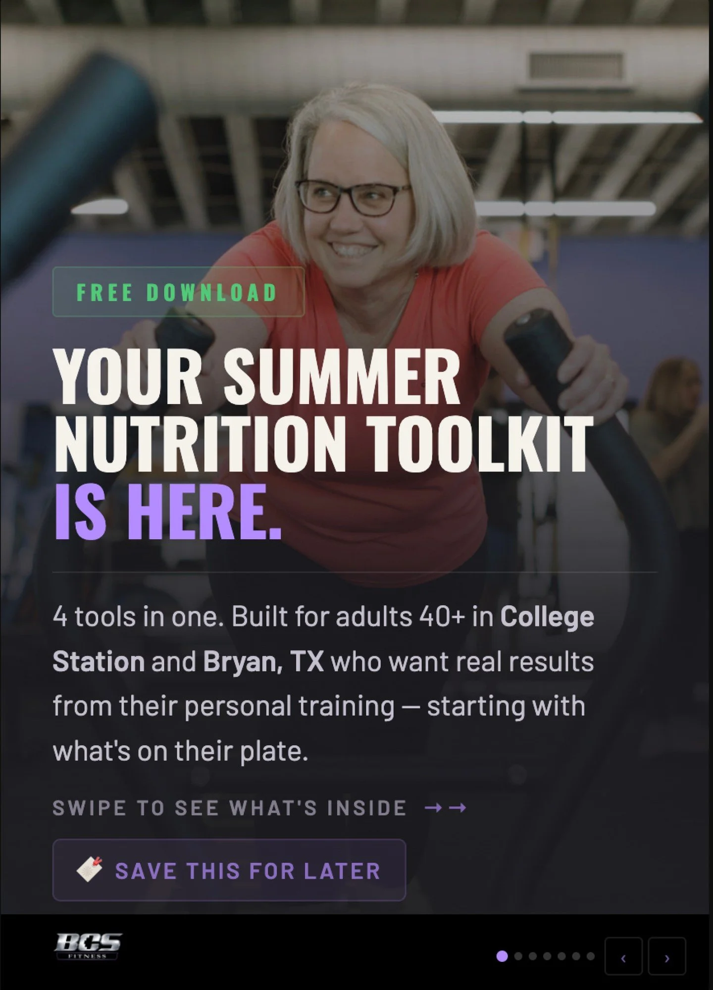 Save this. 
Your future self will thank you.We just dropped a free Summer Nutrition Toolkit...and it's the thing most adults over 40 are missing from their fitness routine.

Here's what's inside:

🔹 Protein &amp; Calorie Calculator &mdash; know your