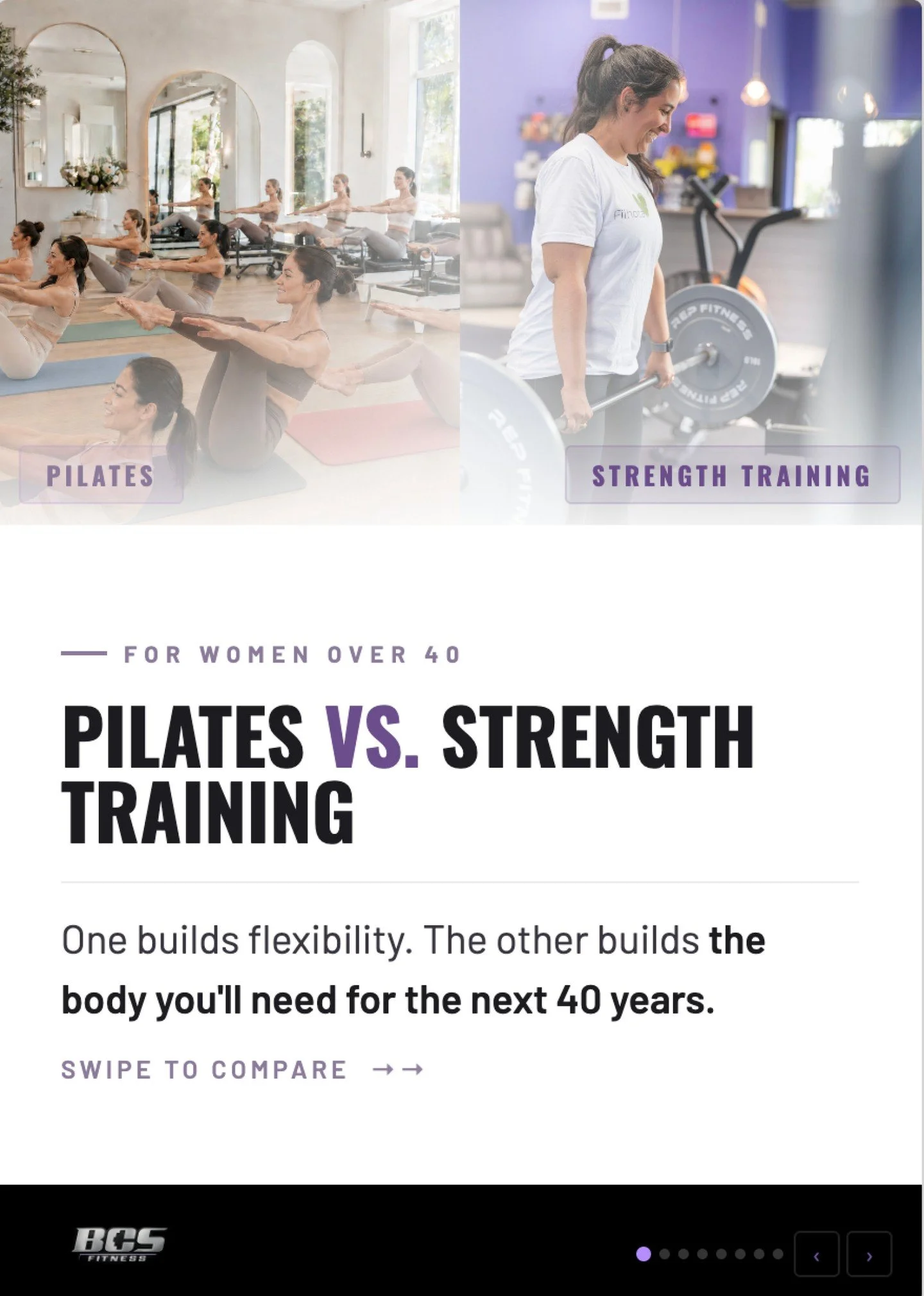 Pilates is good. But if you're a woman over 40, it's not enough.

Pilates builds core awareness, flexibility, mobility, and mind-body connection. All good things. Nobody's arguing that.
But after 40, your body needs three things that Pilates alone ca
