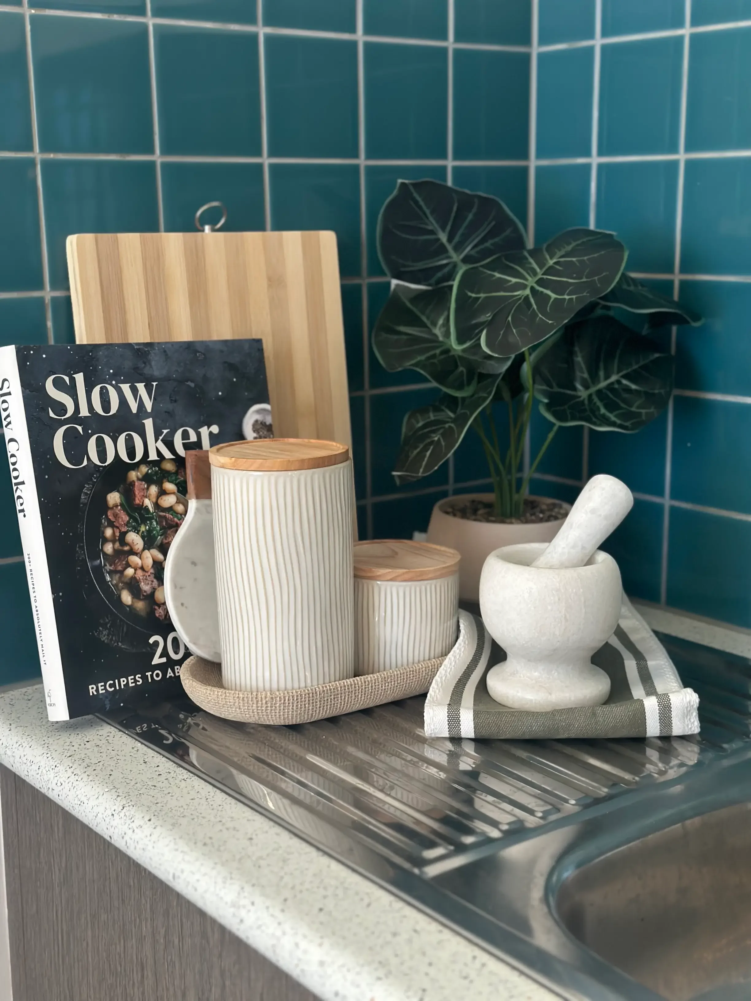 Kitchen counter with décor at SDA accommodation in Rhoden Eumemmering VICfKitchen counter with décor at SDA accommodation in Rhoden Eumemmering VIC