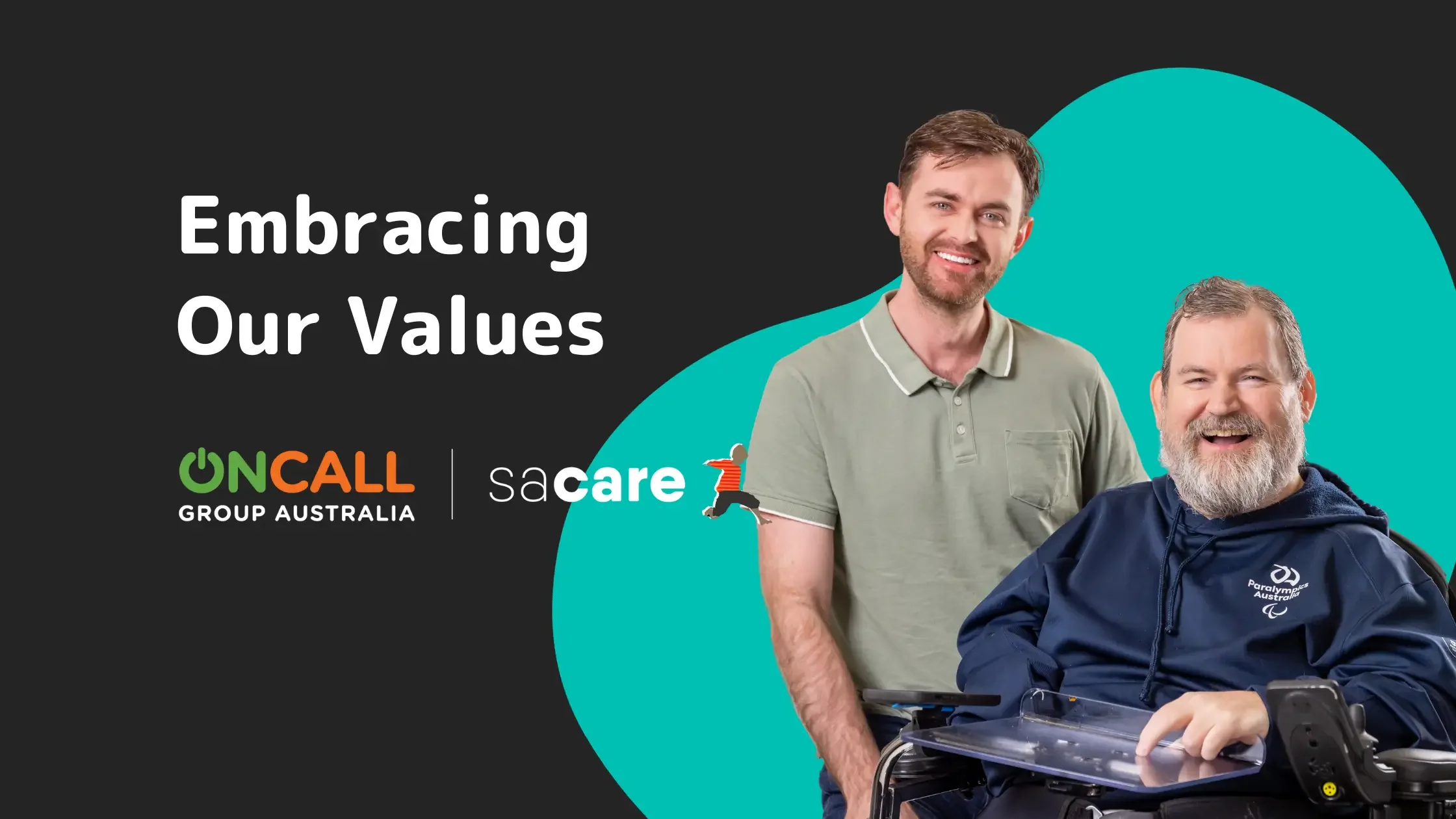 ONCALL Group Australia team member supporting a participant, reflecting shared values and the SACARe partnership