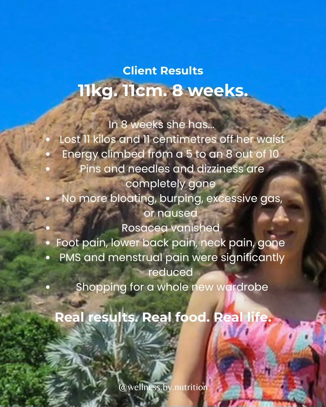 I need to share this one because honestly&hellip; WOW. 🤯
Eight weeks ago, this client came to me struggling with perimenopausal weight gain, low energy, endometriosis pain, and just wanting some clarity around what she should actually be eating. She