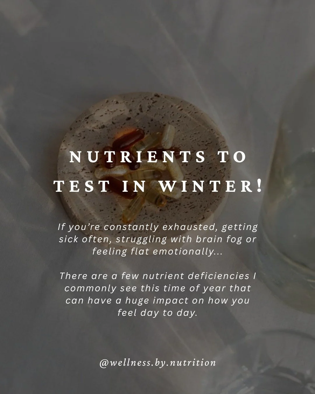 Feeling constantly exhausted, flat, run down or struggling to get through the day? It might not just be &ldquo;winter fatigue.&rdquo;
During the colder months, I commonly see low or suboptimal levels of nutrients such as:
- iron
- vitamin D
- B12 
- 