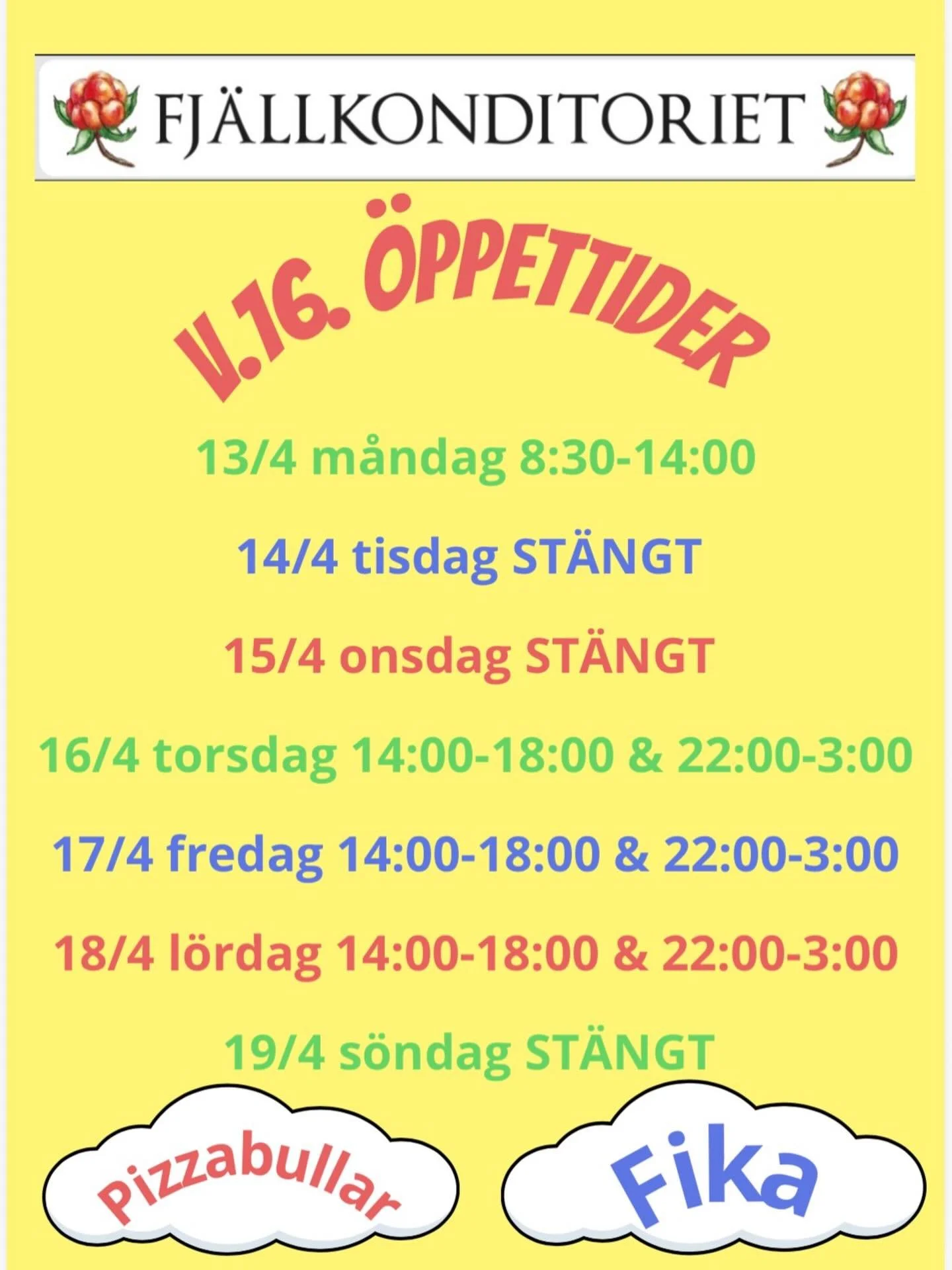 H&auml;r &auml;r &ouml;ppettiderna under vecka 16🌞🩷