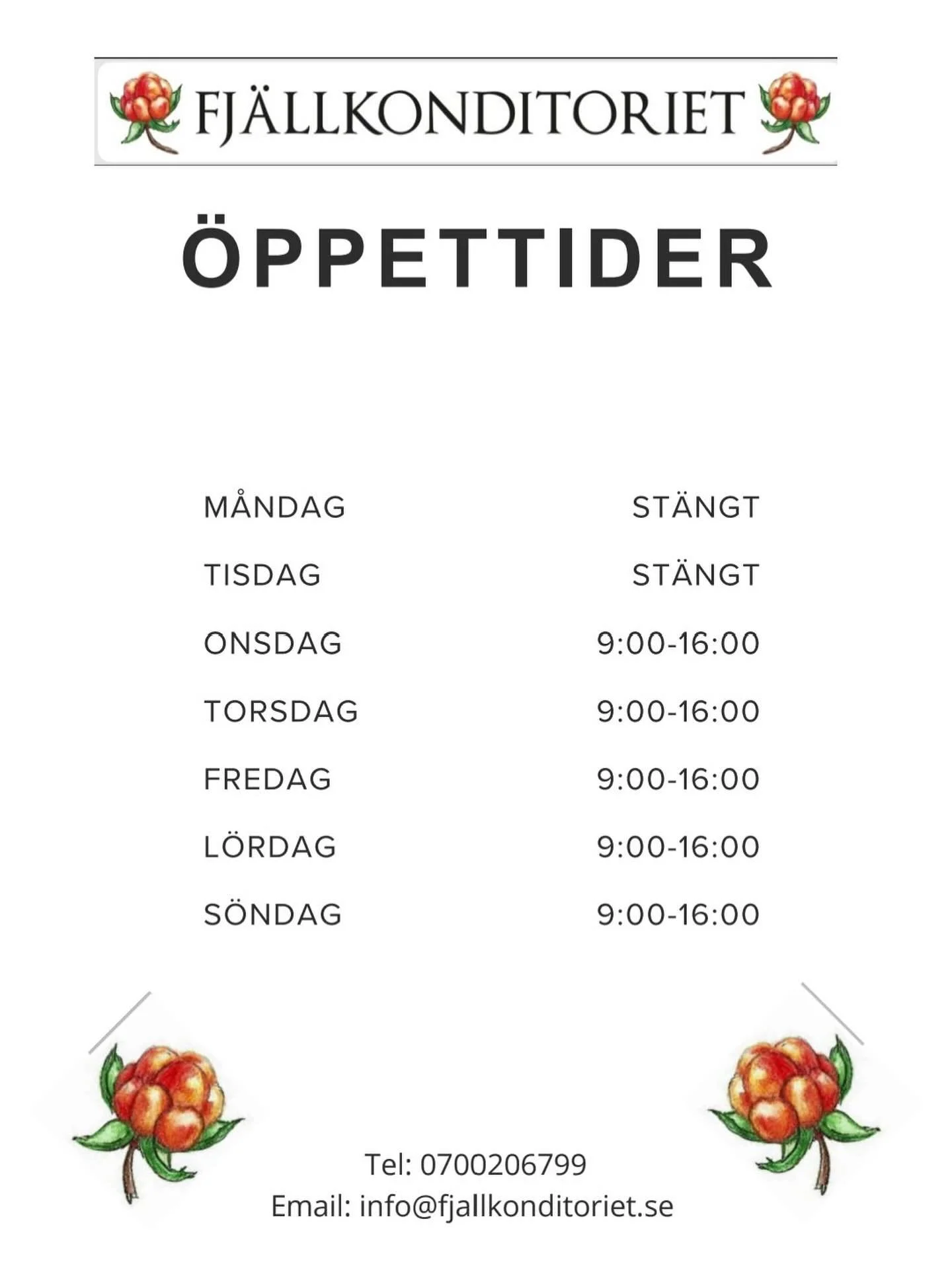 H&auml;r ser ni v&aring;ra nya &ouml;ppettider fr&aring;n vecka 18.
Vi &ouml;ppnar redan imorgon kl. 9.00 med f&auml;rsk surdegsbr&ouml;d och gofika. Hoppas vi ses 😃