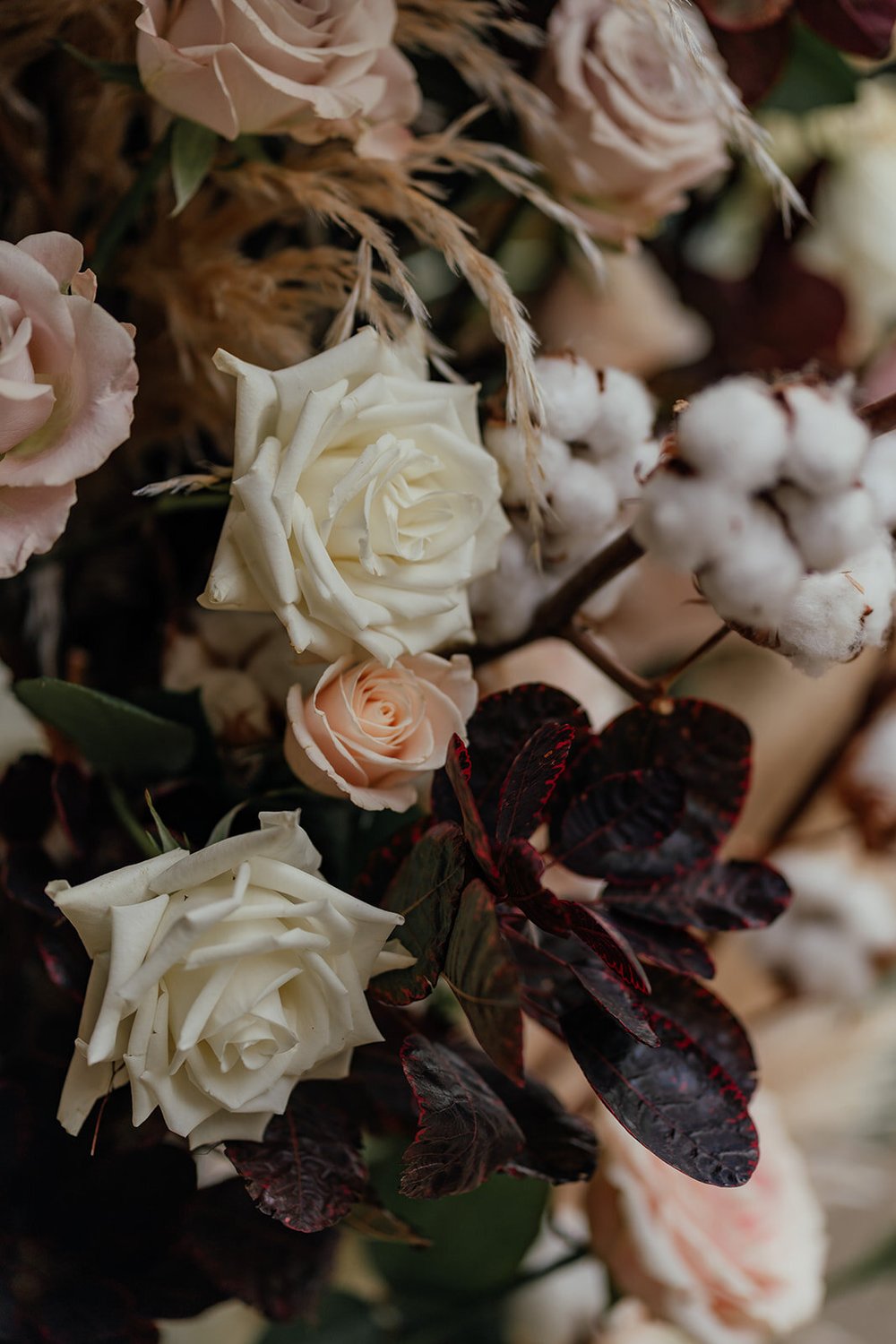 autumnal bridal flowers with cotton stem